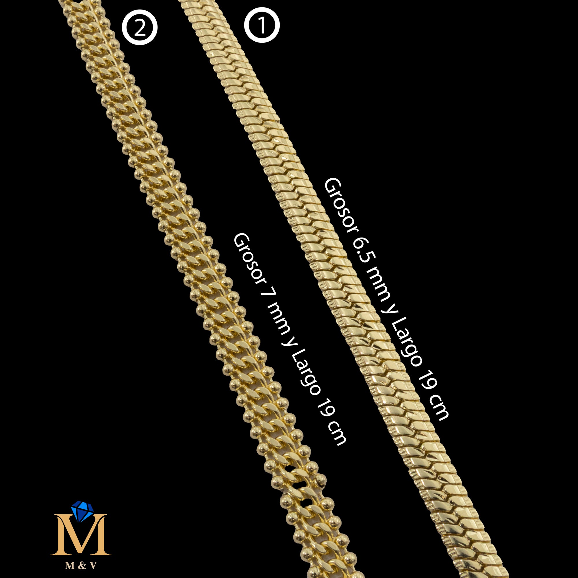 Pulseras Doradas de 19 cm Caja 01 02/06/26 M20 Oro Laminado