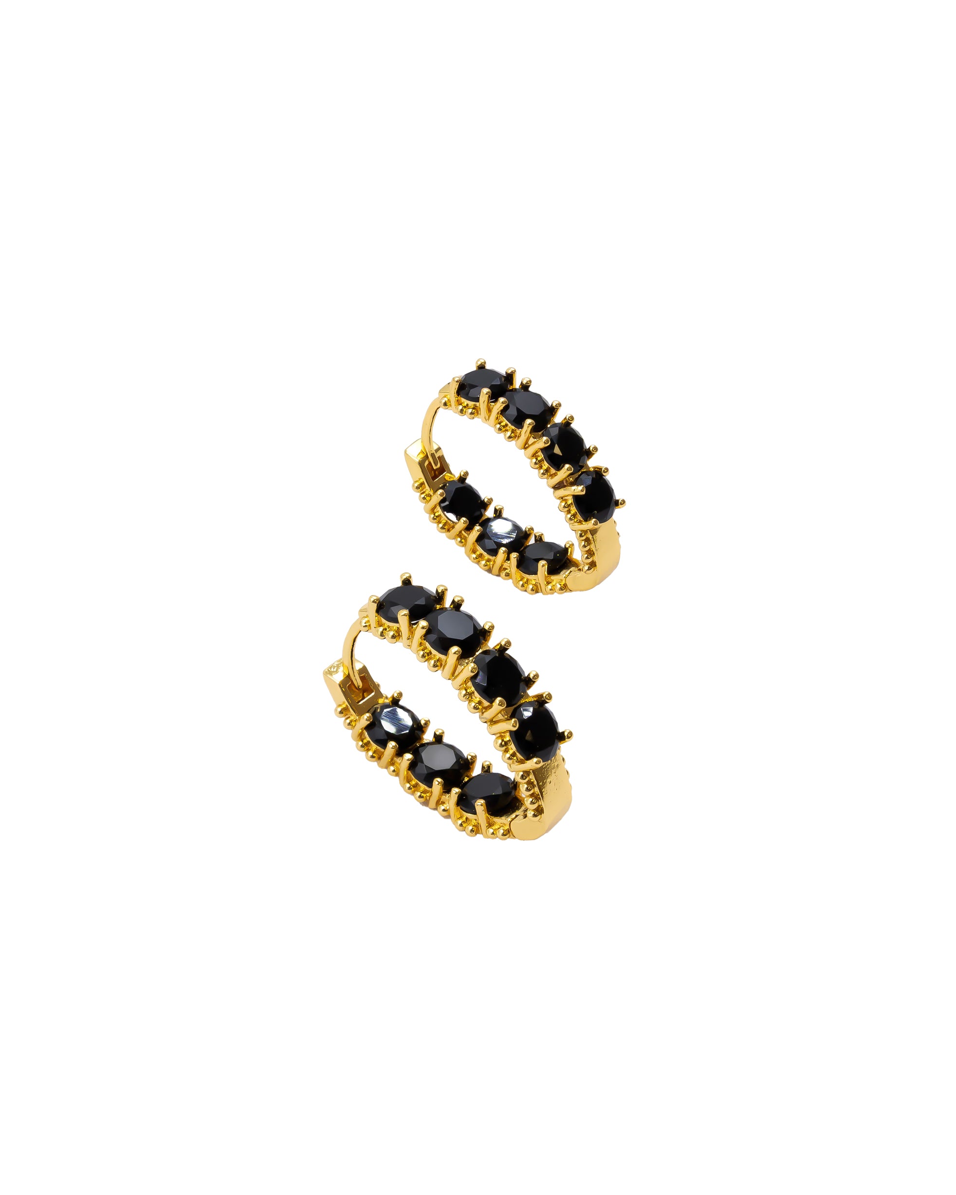 Aretes Huggies con Piedras M1 Oro Laminado