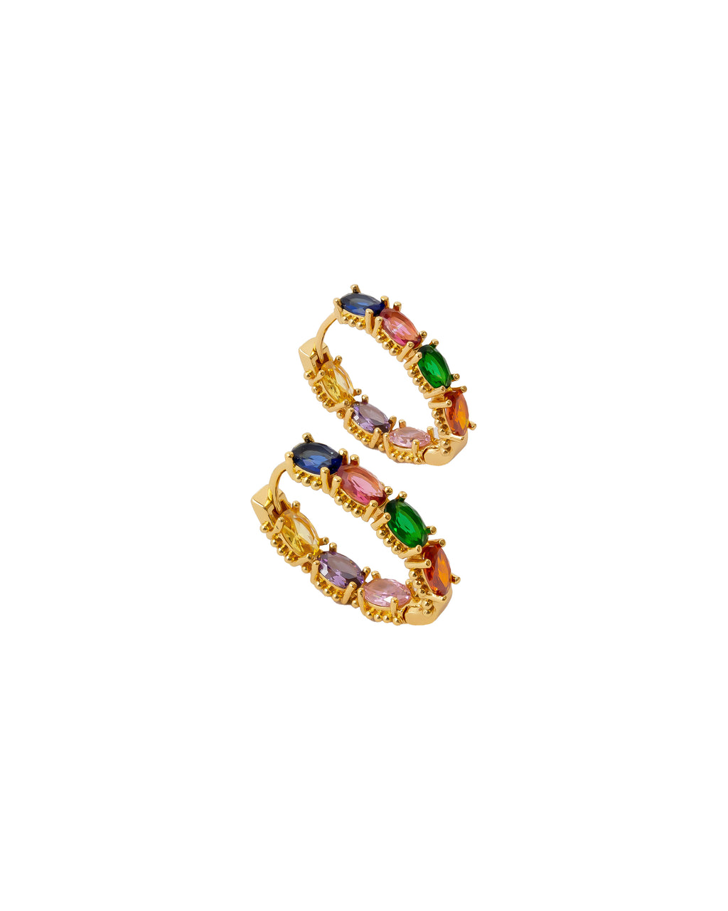 Aretes Huggies con Piedras M4 Oro Laminado