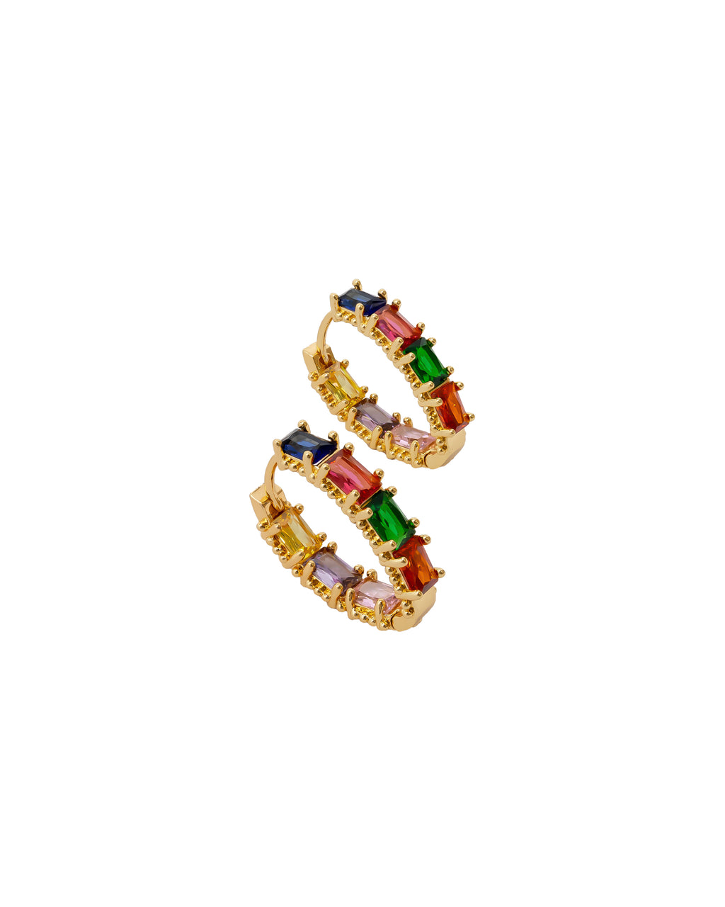 Aretes Huggies con Piedras M1 Oro Laminado