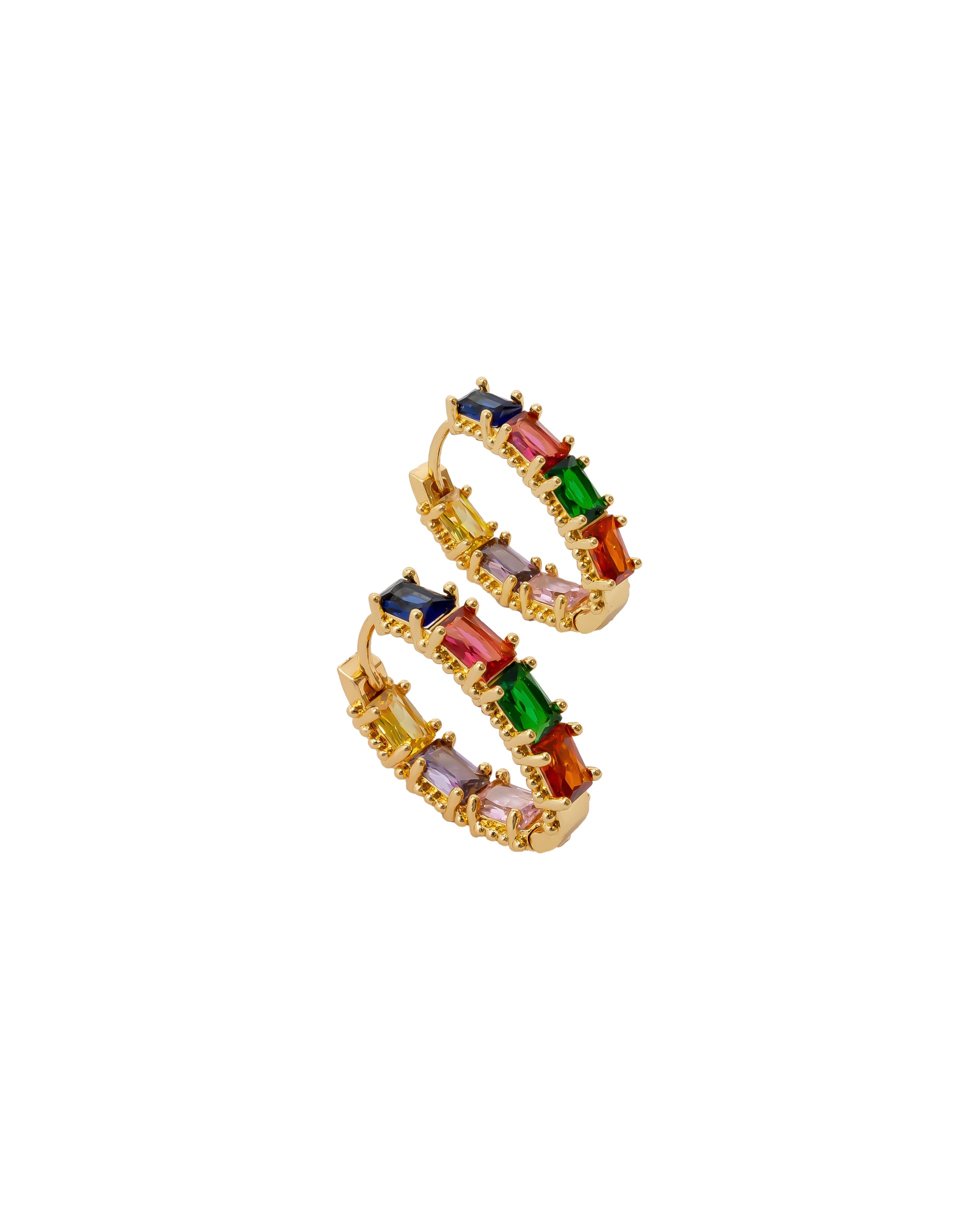 Aretes Huggies con Piedras M1 Oro Laminado