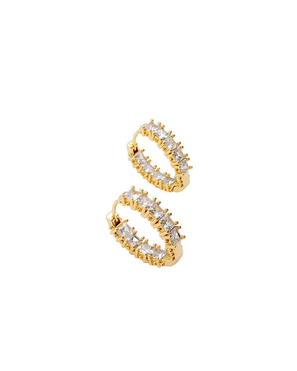 Aretes Huggies con Piedras M1 Oro Laminado