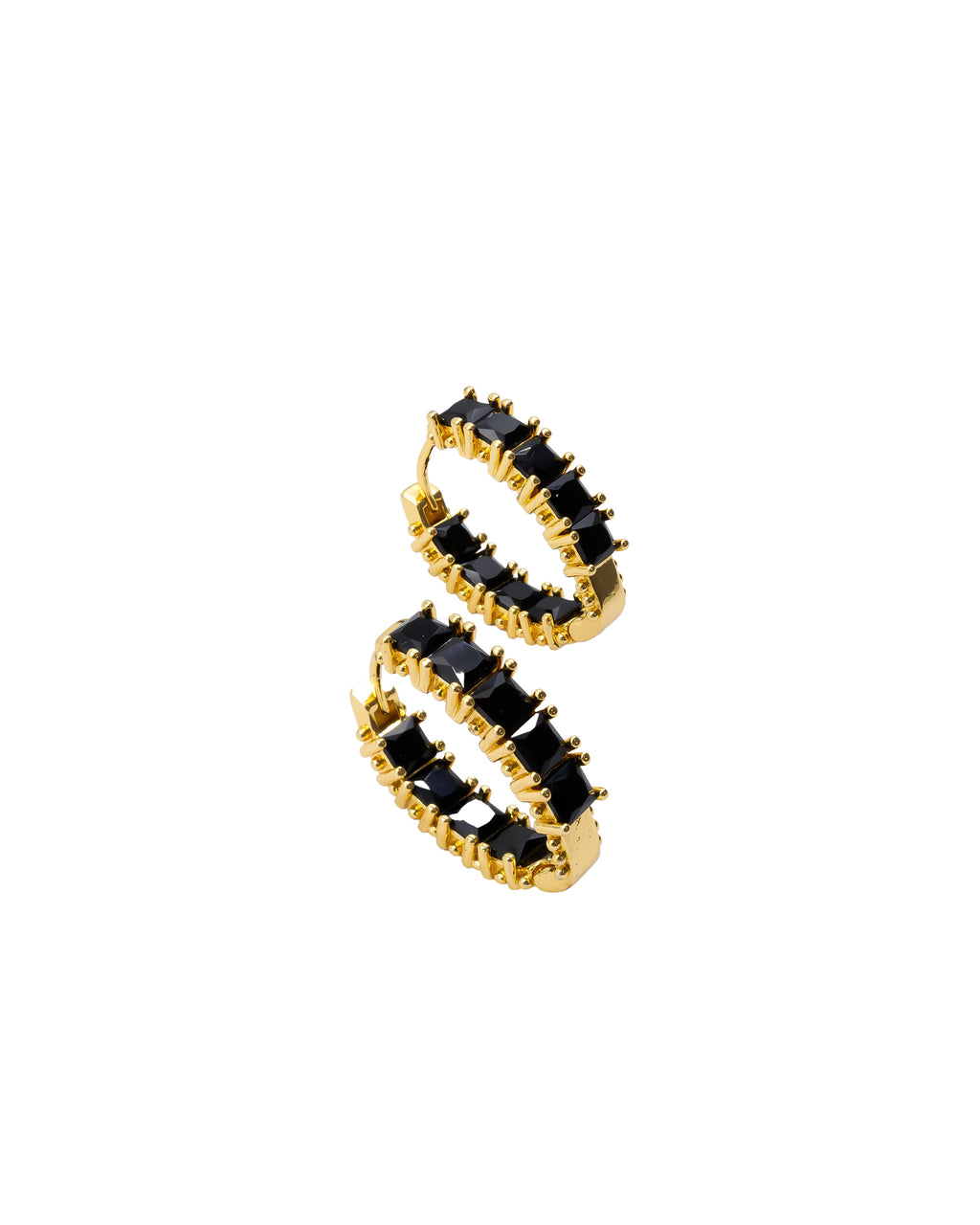 Aretes Huggies con Piedras M1 Oro Laminado