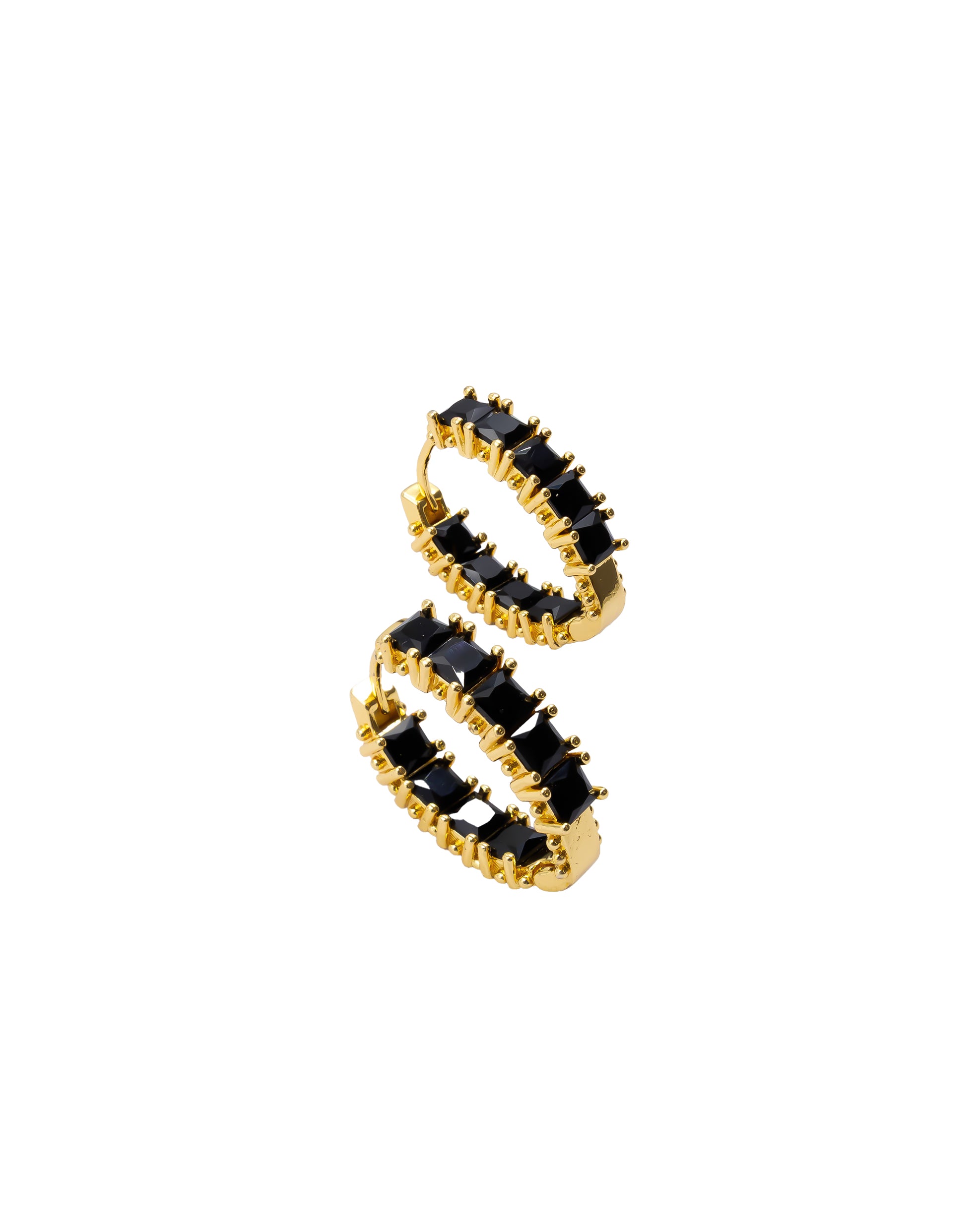 Aretes Huggies con Piedras M1 Oro Laminado