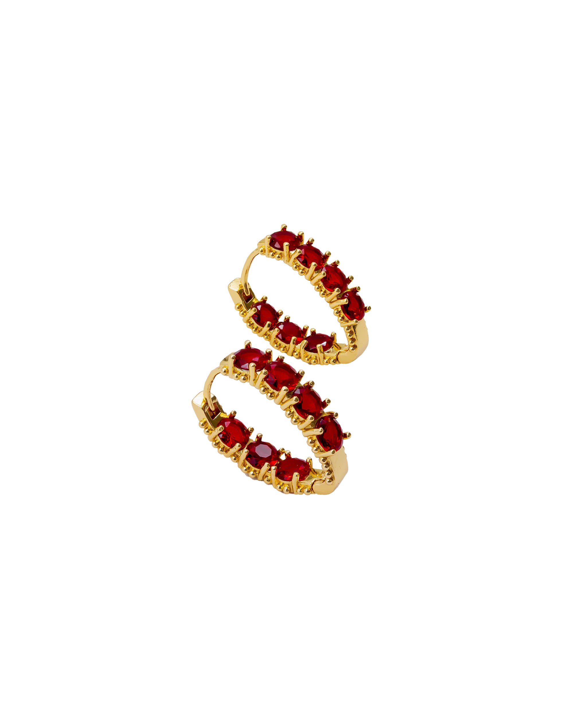 Aretes Huggies con Piedras M1 Oro Laminado