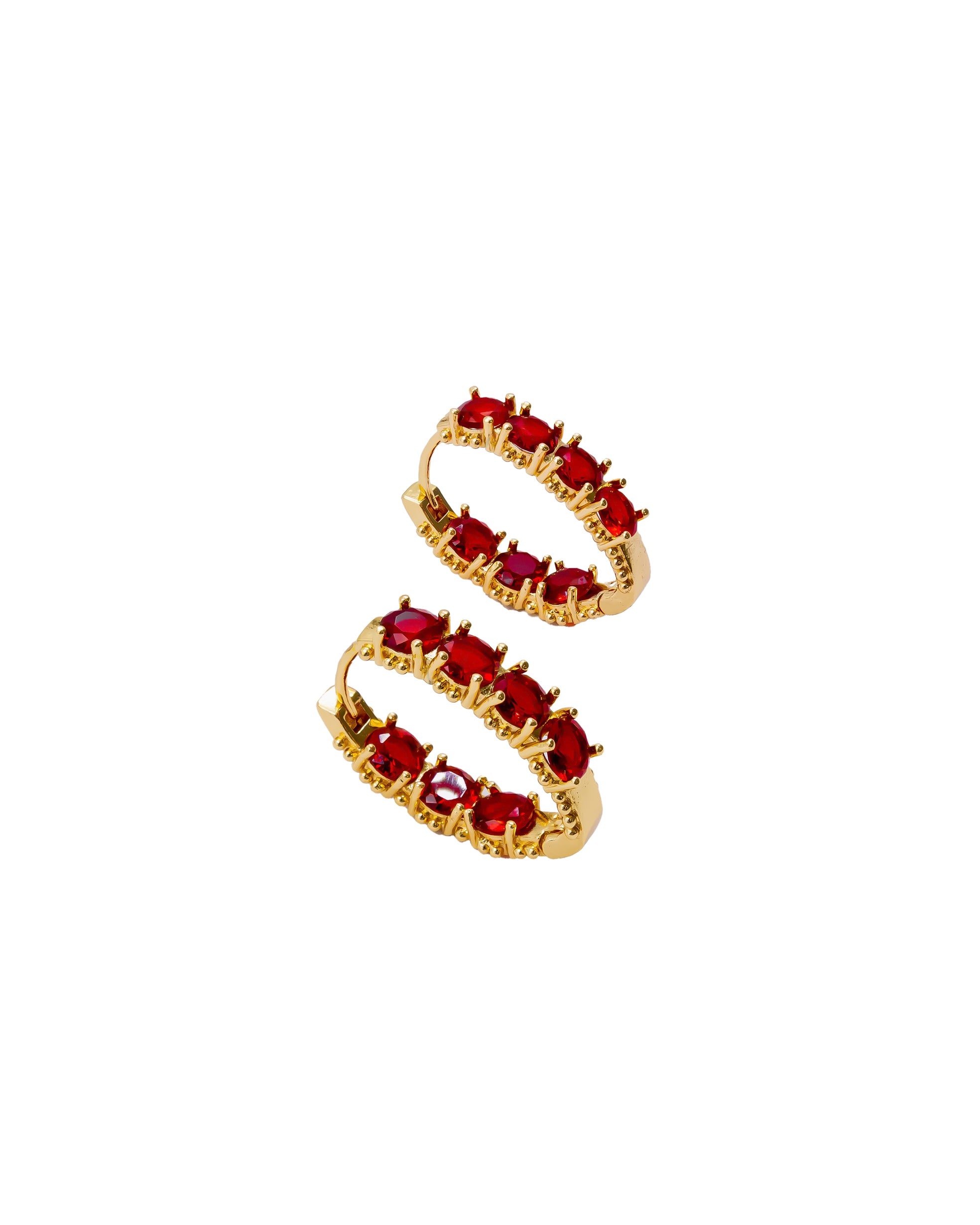 Aretes Huggies con Piedras M1 Oro Laminado
