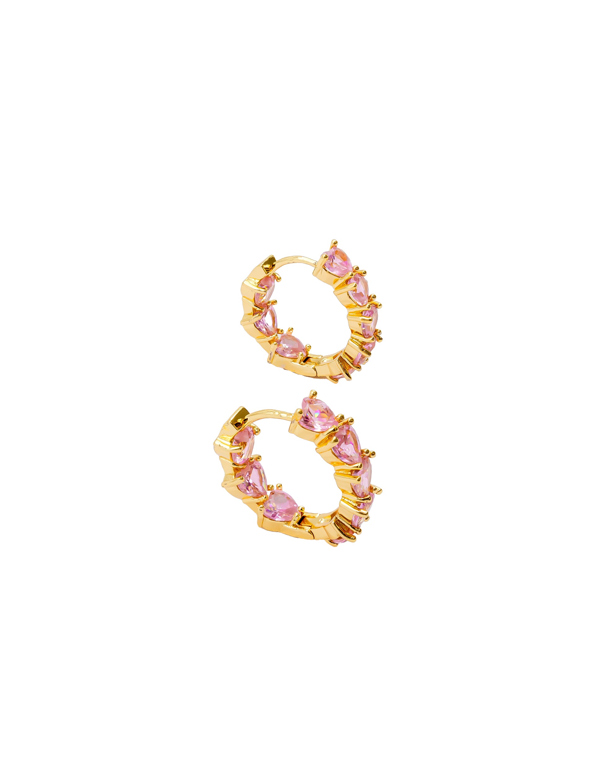 Aretes Huggies con Piedras M2 Oro Laminado