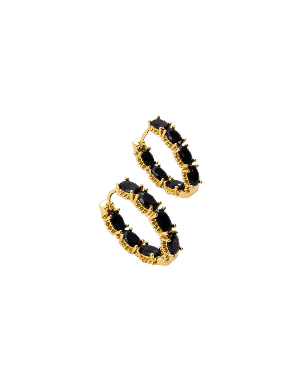 Aretes Huggies con Piedras M4 Oro Laminado