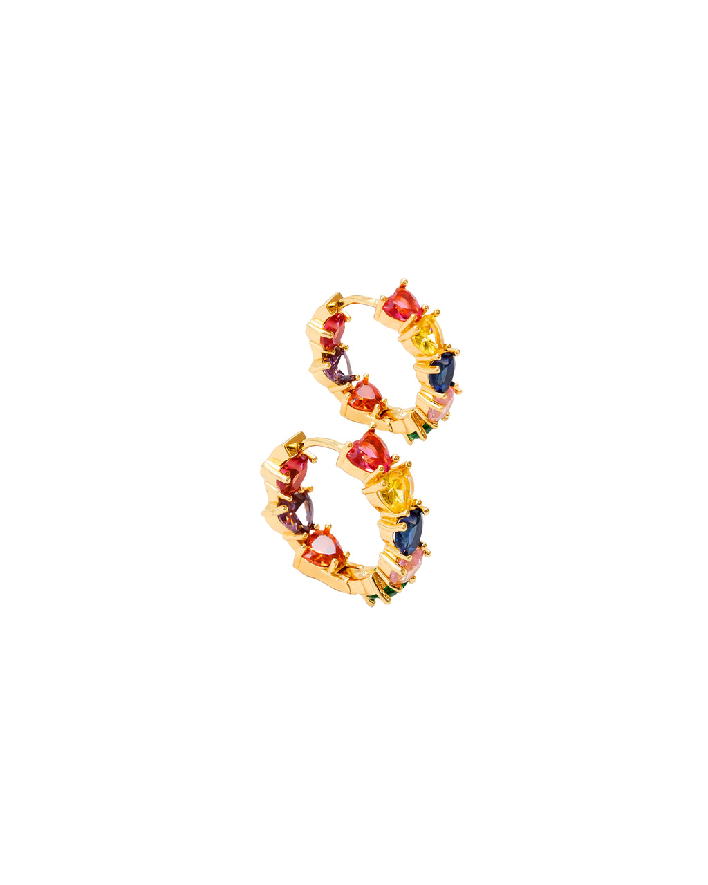 Aretes Huggies con Piedras M3 Oro Laminado