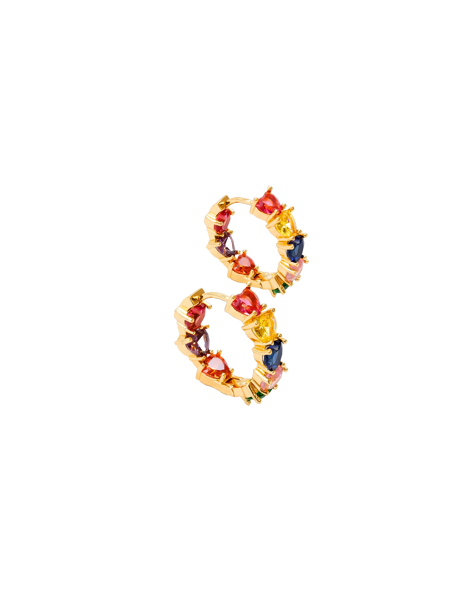 Aretes Huggies con Piedras M3 Oro Laminado
