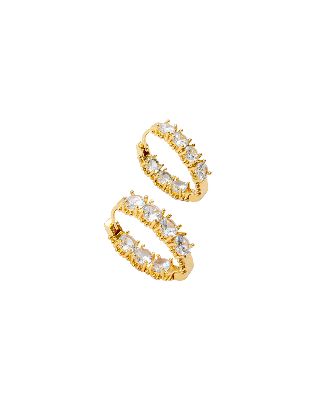 Aretes Huggies con Piedras M3 Oro Laminado
