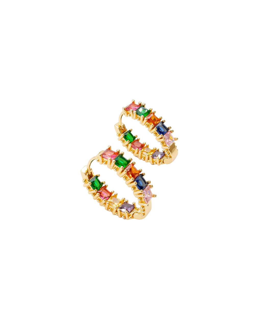 Aretes Huggies con Piedras M3 Oro Laminado