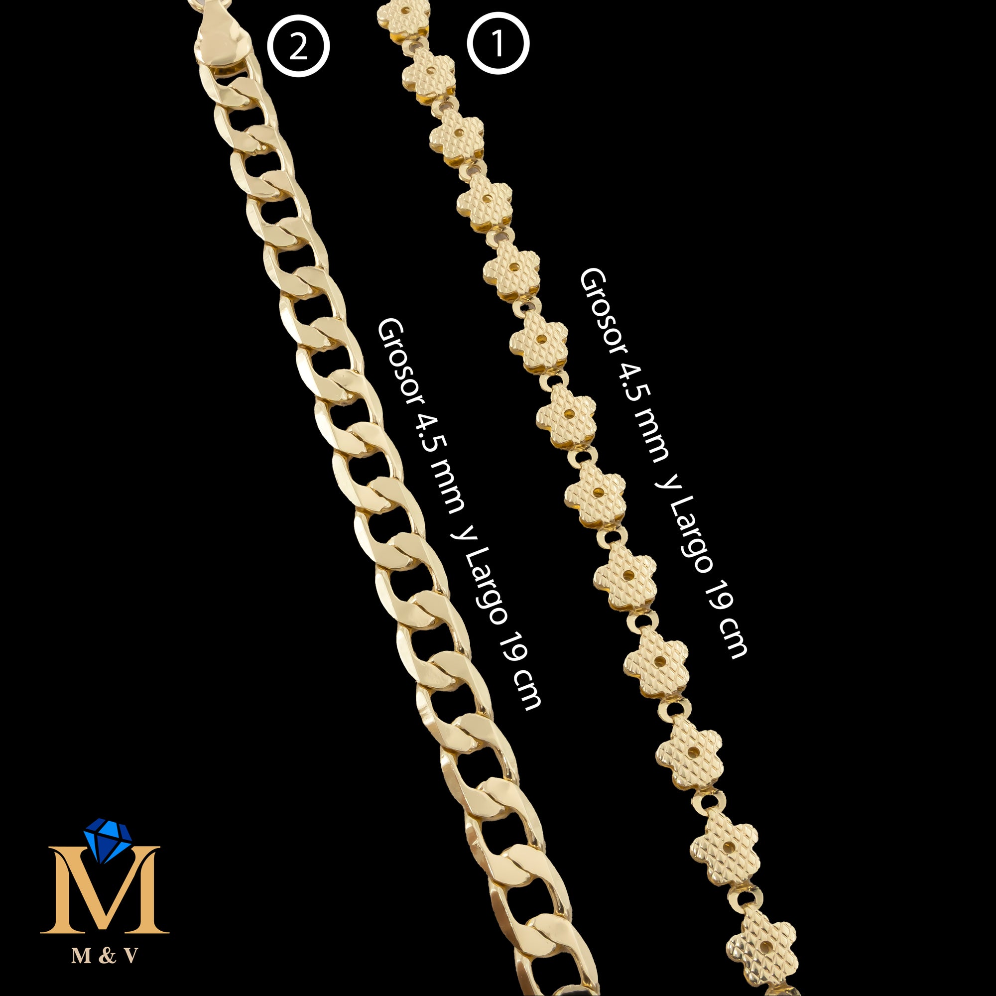 Pulseras Doradas de 19 cm Caja 01 02/06/26 M32 Oro Laminado