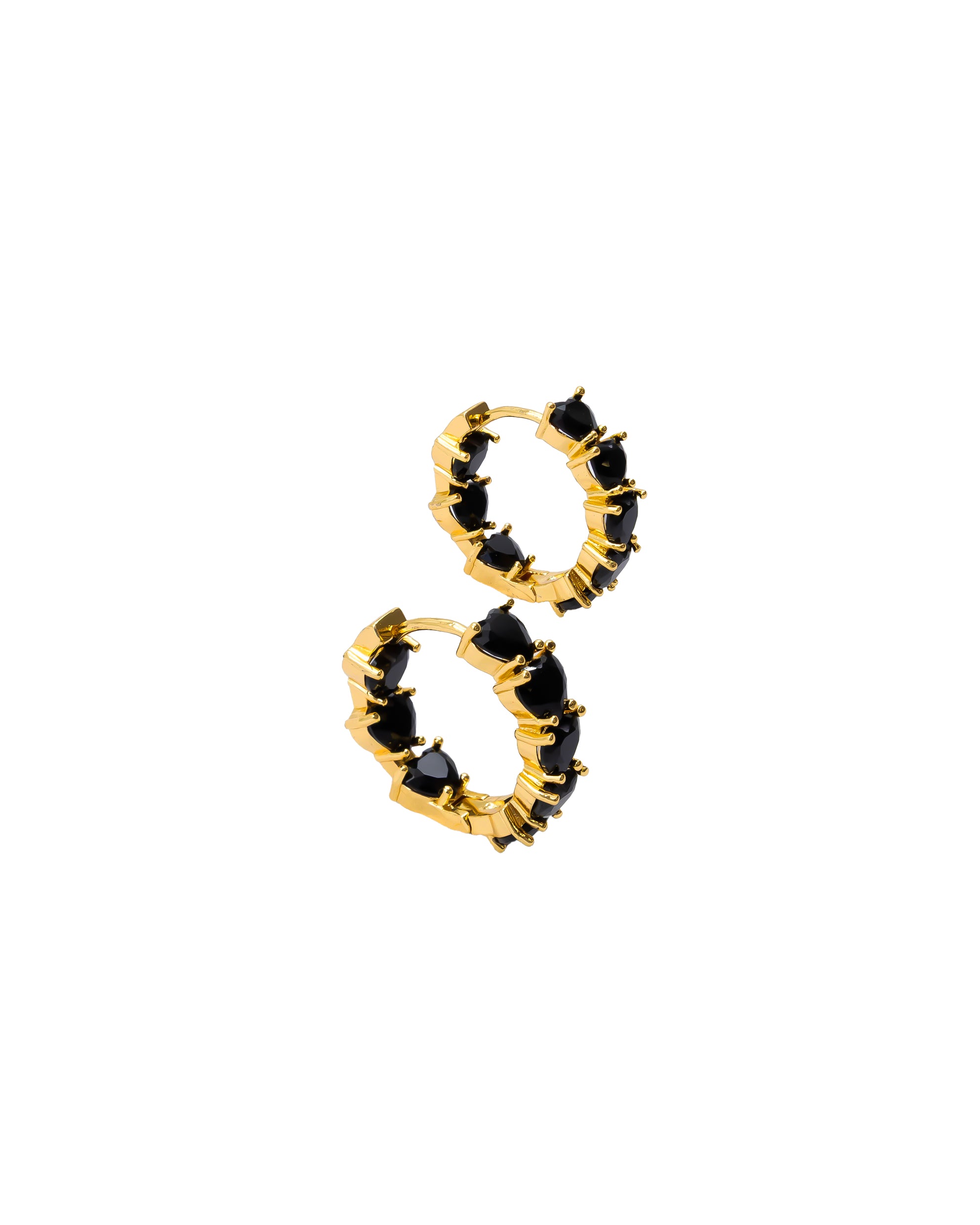 Aretes Huggies con Piedras M4 Oro Laminado