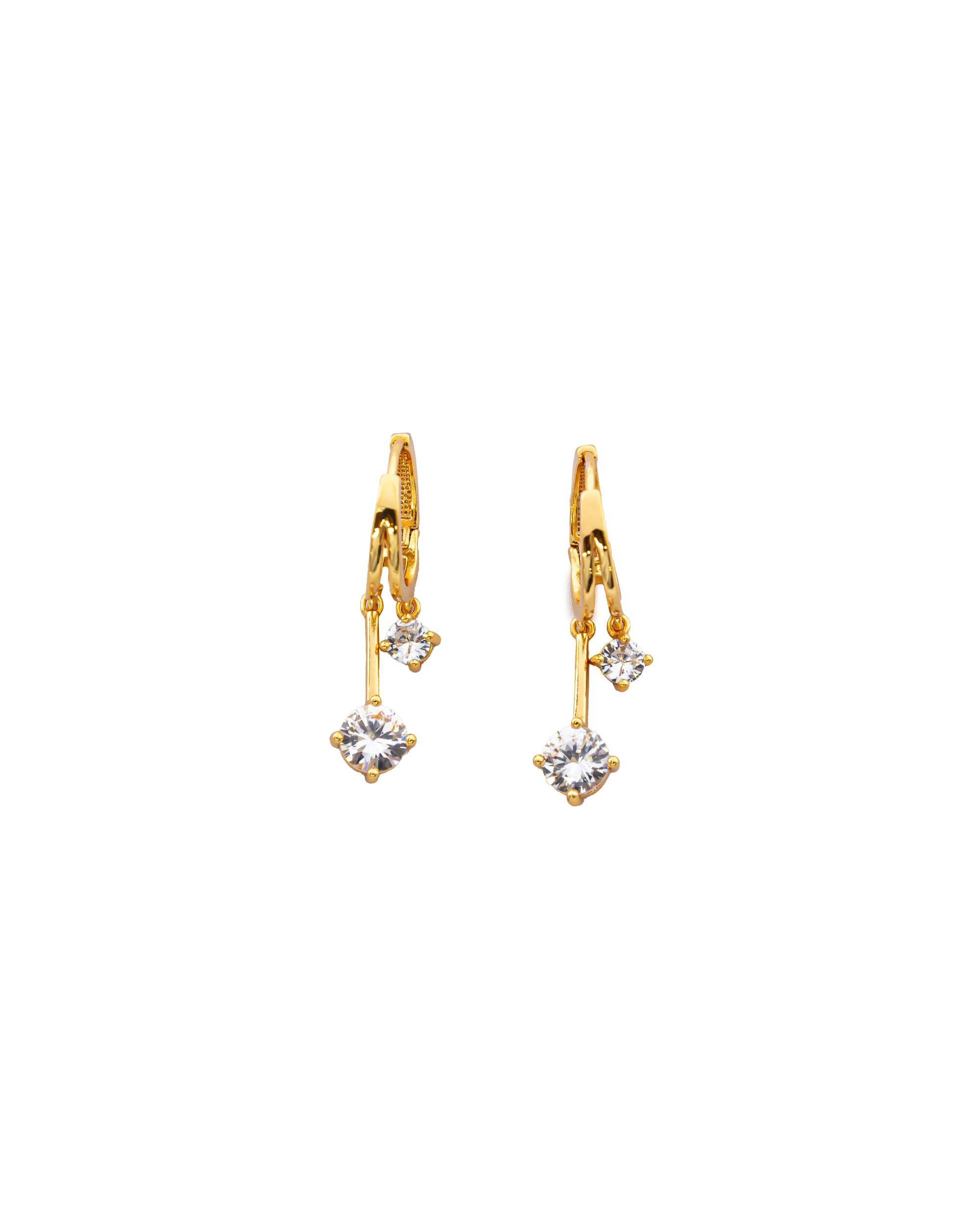 Aretes Dorados Largos con Piedra M1 Oro Laminado