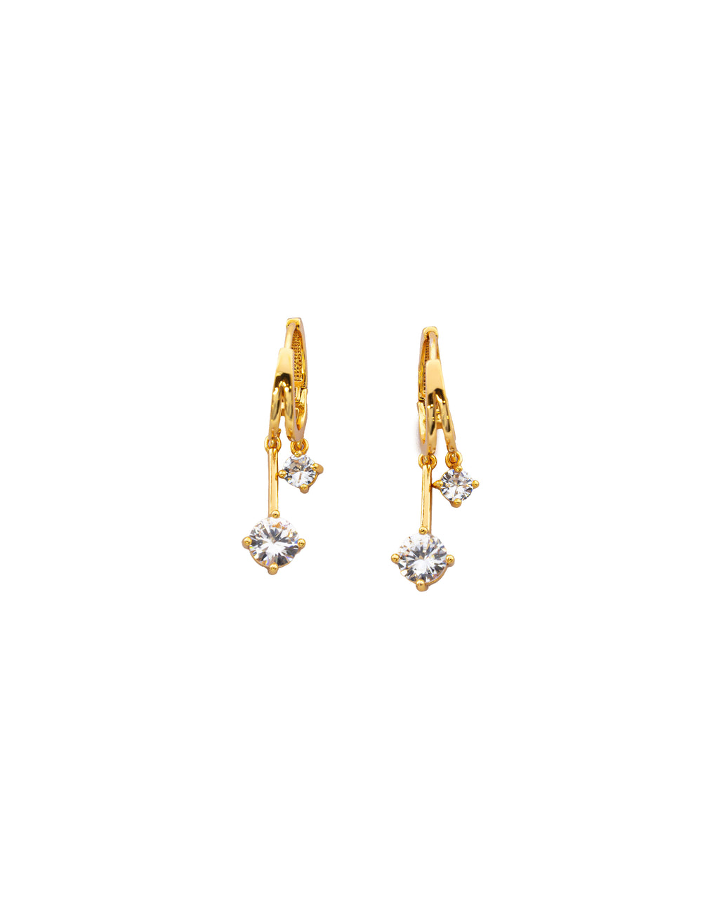 Aretes Dorados Largos con Piedra M1 Oro Laminado