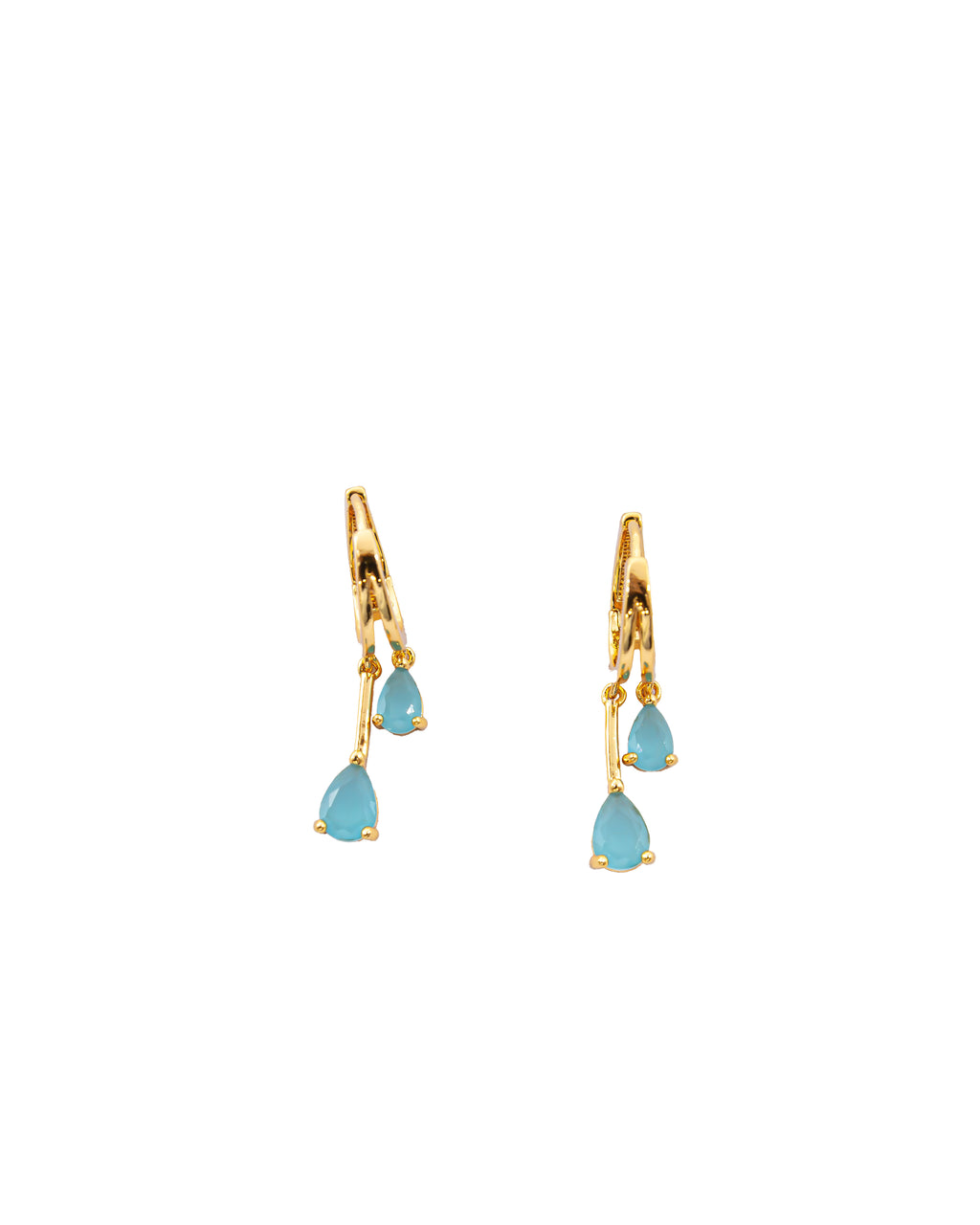 Aretes Dorados Largos con Piedra M1 Oro Laminado