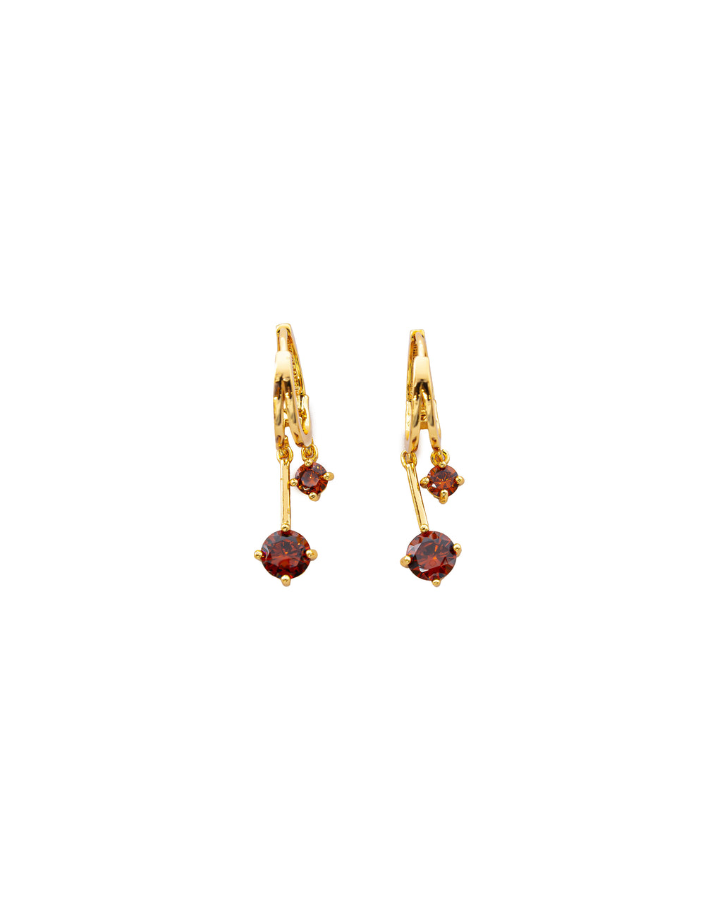 Aretes Dorados Largos con Piedra M1 Oro Laminado