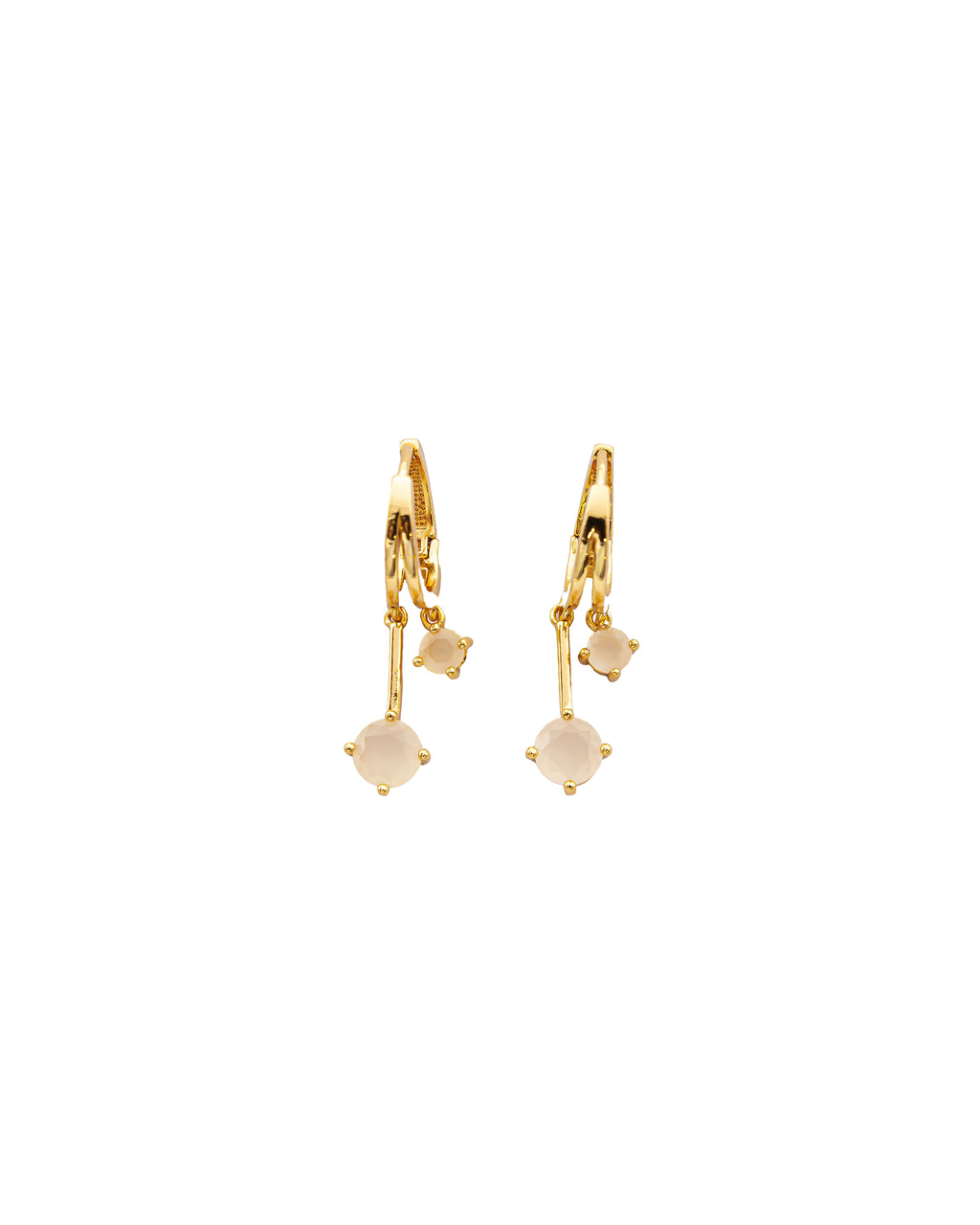 Aretes Dorados Largos con Piedra M1 Oro Laminado