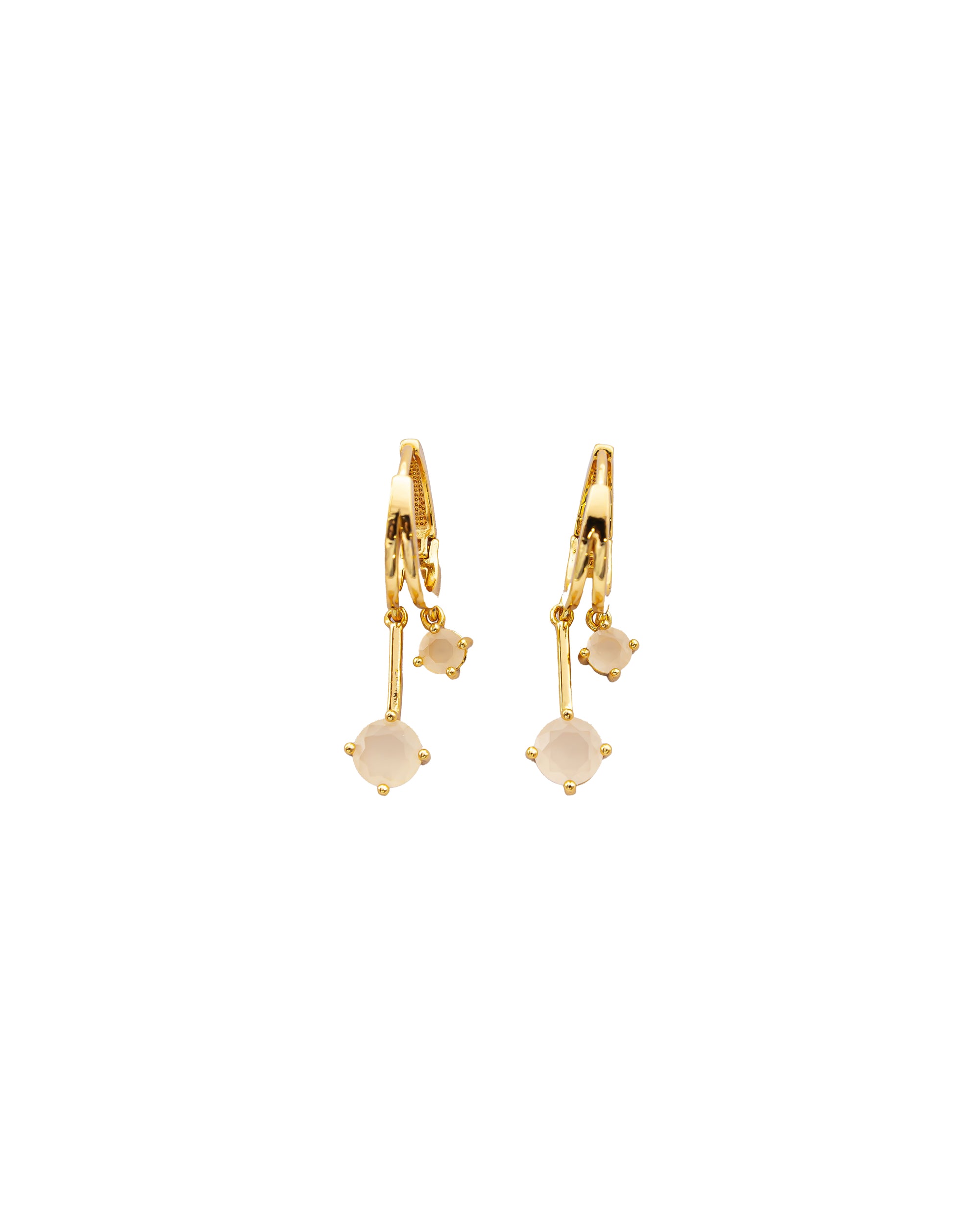 Aretes Dorados Largos con Piedra M1 Oro Laminado