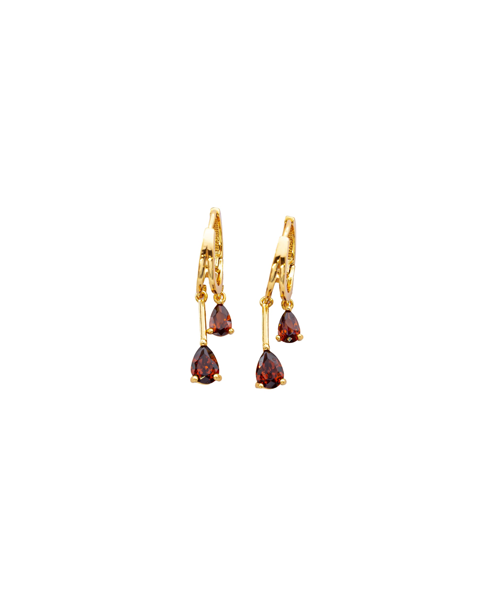 Aretes Dorados Largos con Piedra M2 Oro Laminado