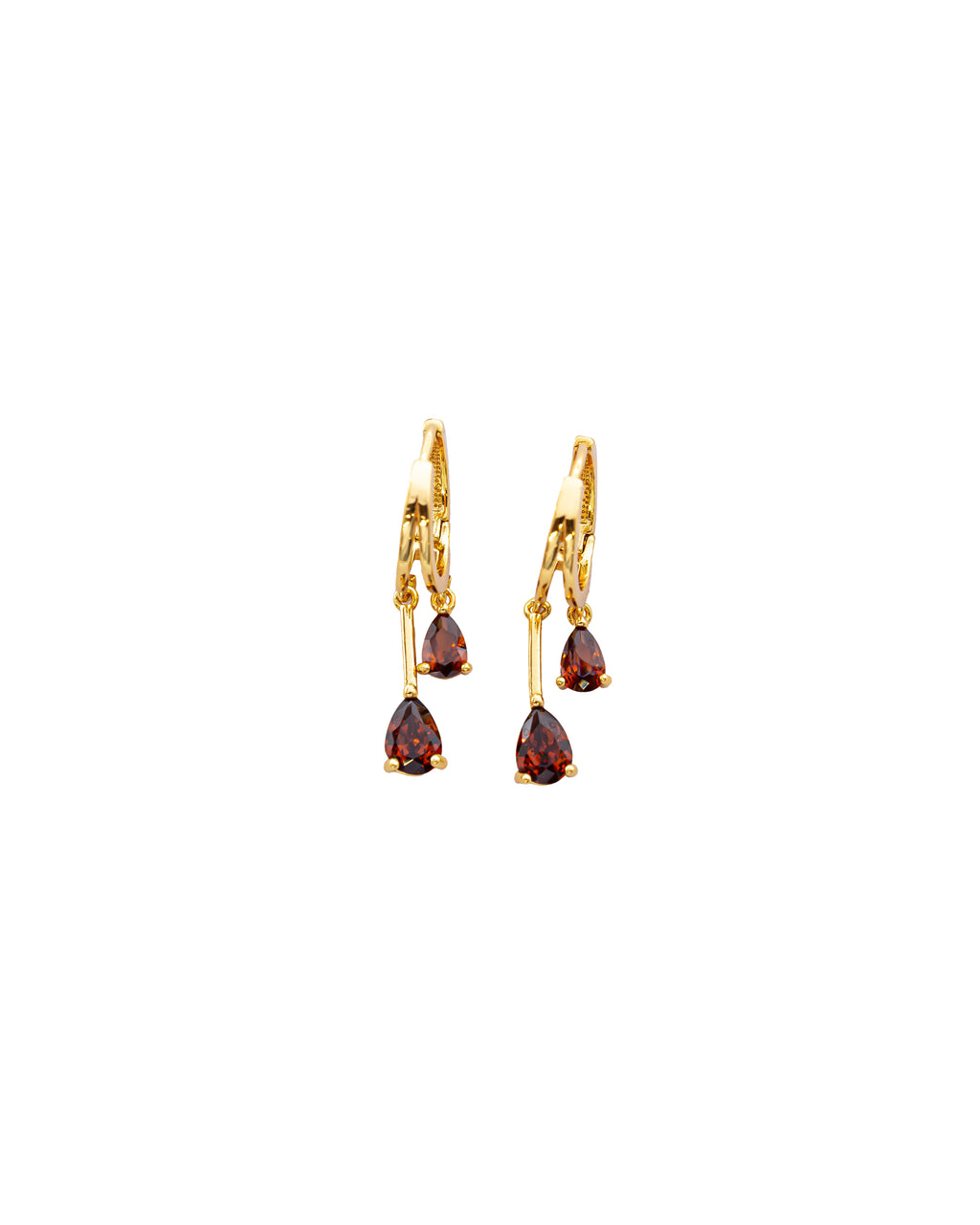 Aretes Dorados Largos con Piedra M2 Oro Laminado