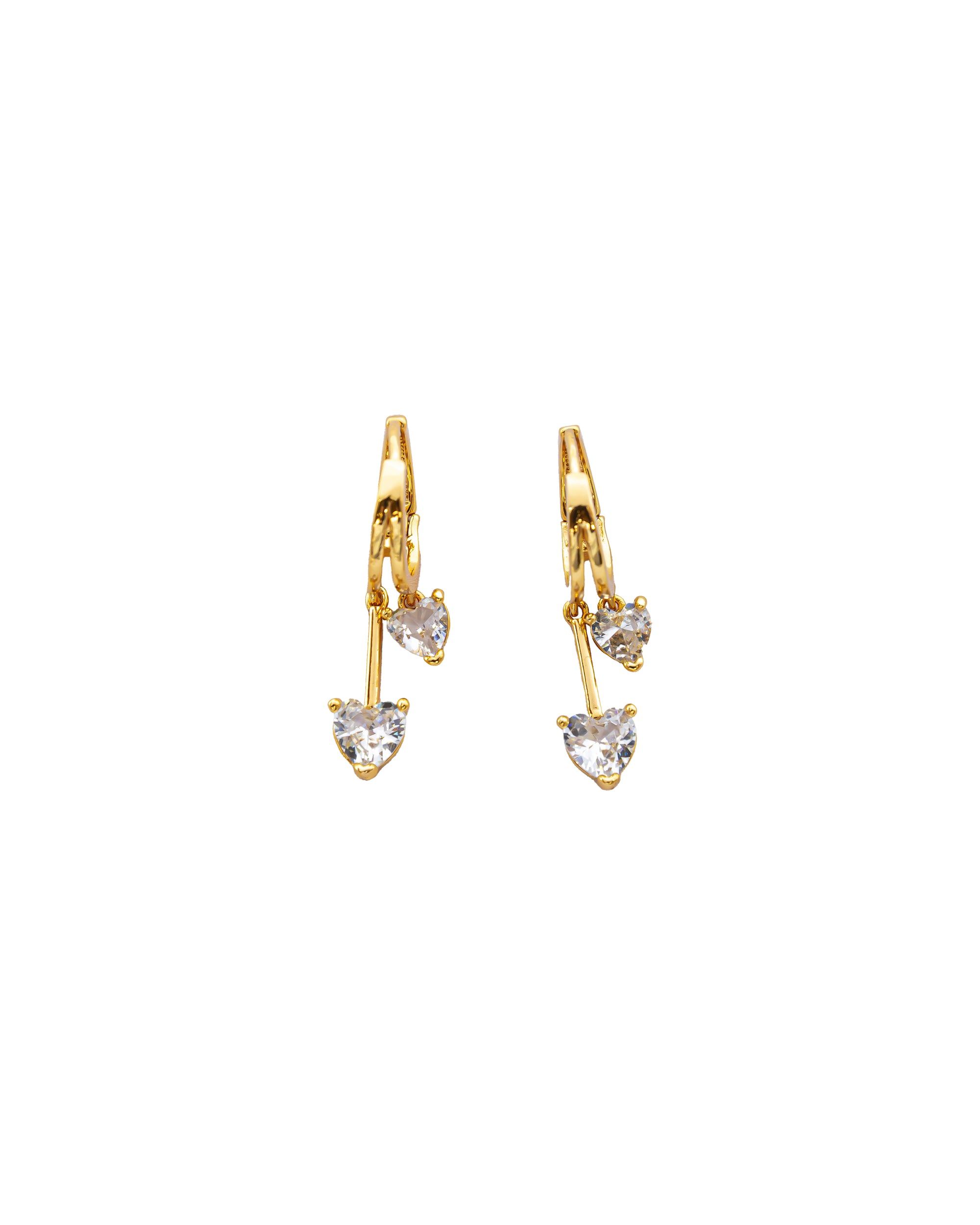 Aretes Dorados Largos con Piedra M2 Oro Laminado