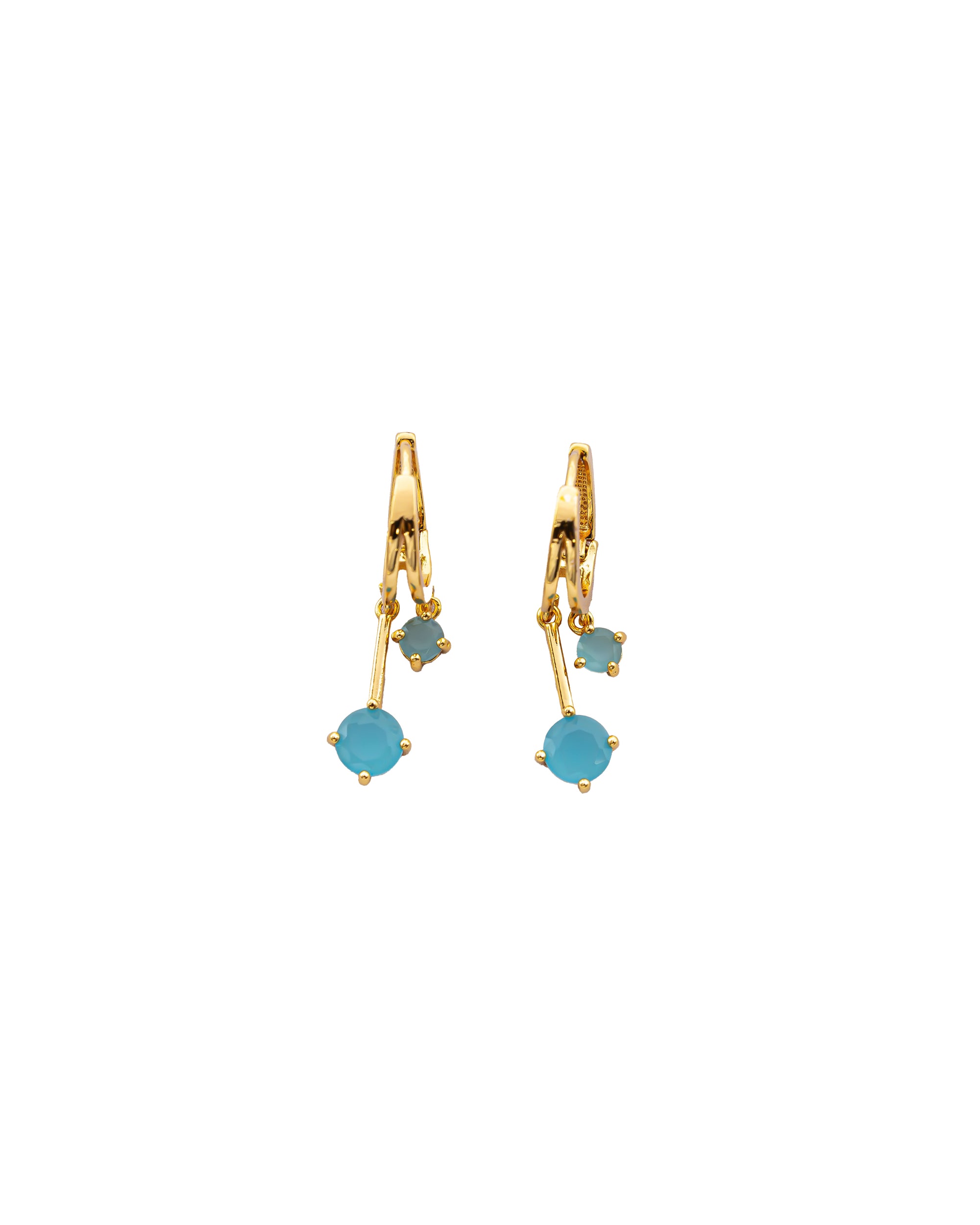 Aretes Dorados Largos con Piedra M2 Oro Laminado
