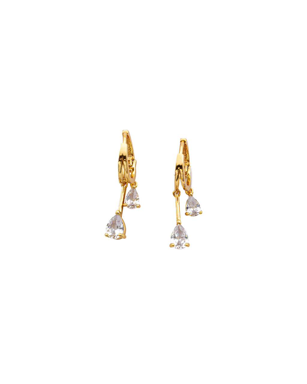 Aretes Dorados Largos con Piedra M2 Oro Laminado