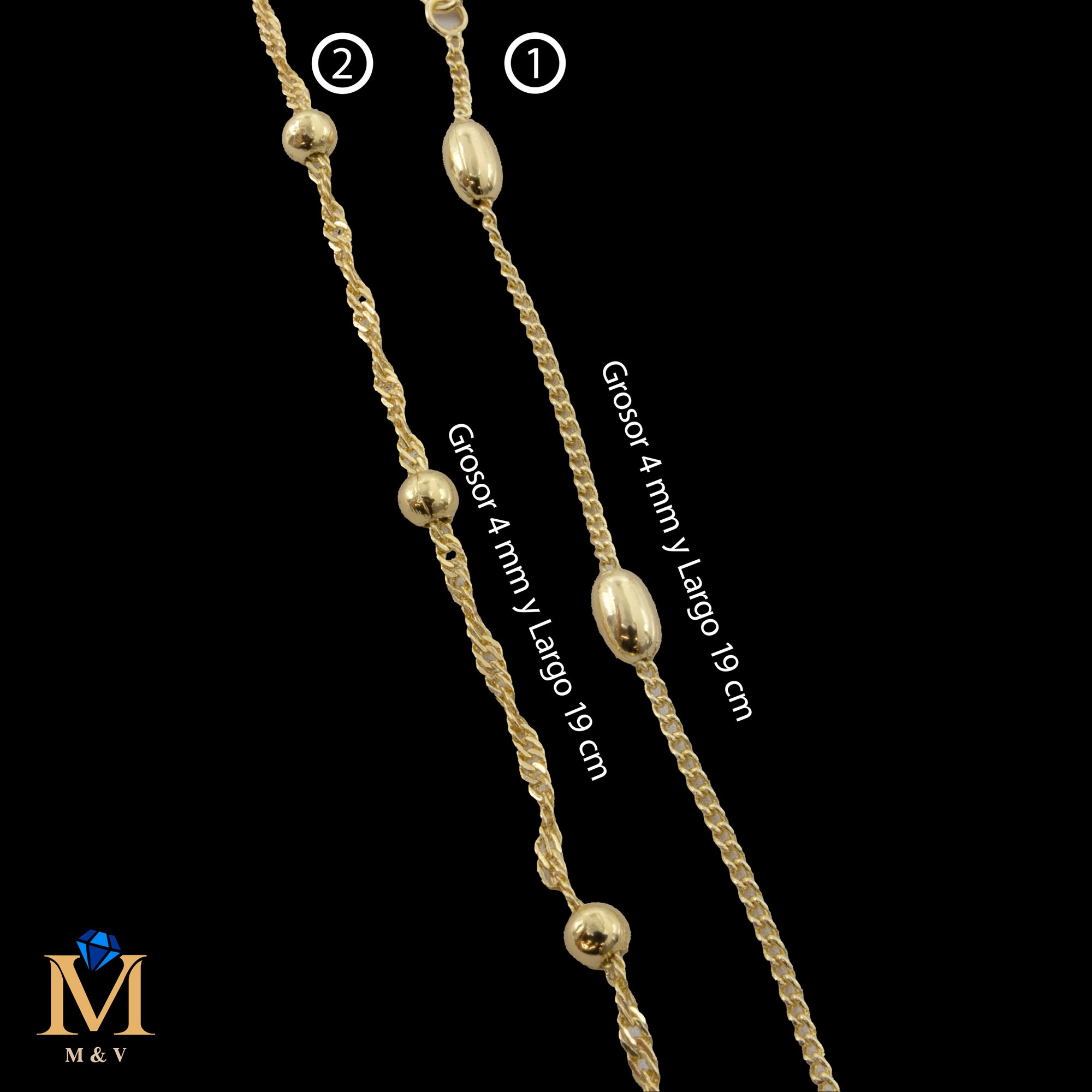 Pulseras Doradas de 19 cm Caja 01 02/06/26 M41 Oro Laminado
