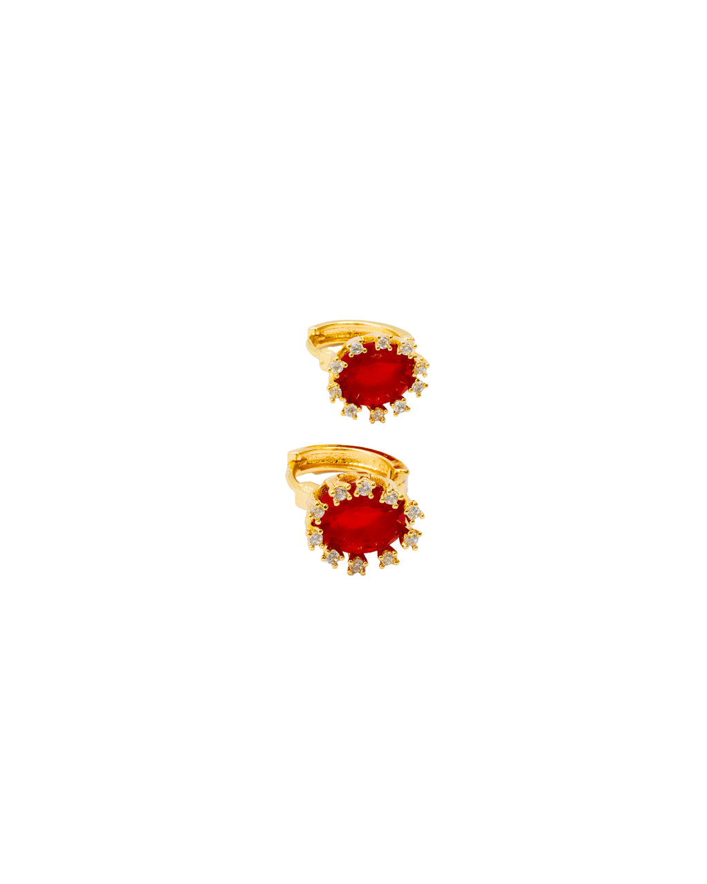 Aretes Huggies con Piedra M1 Oro Laminado