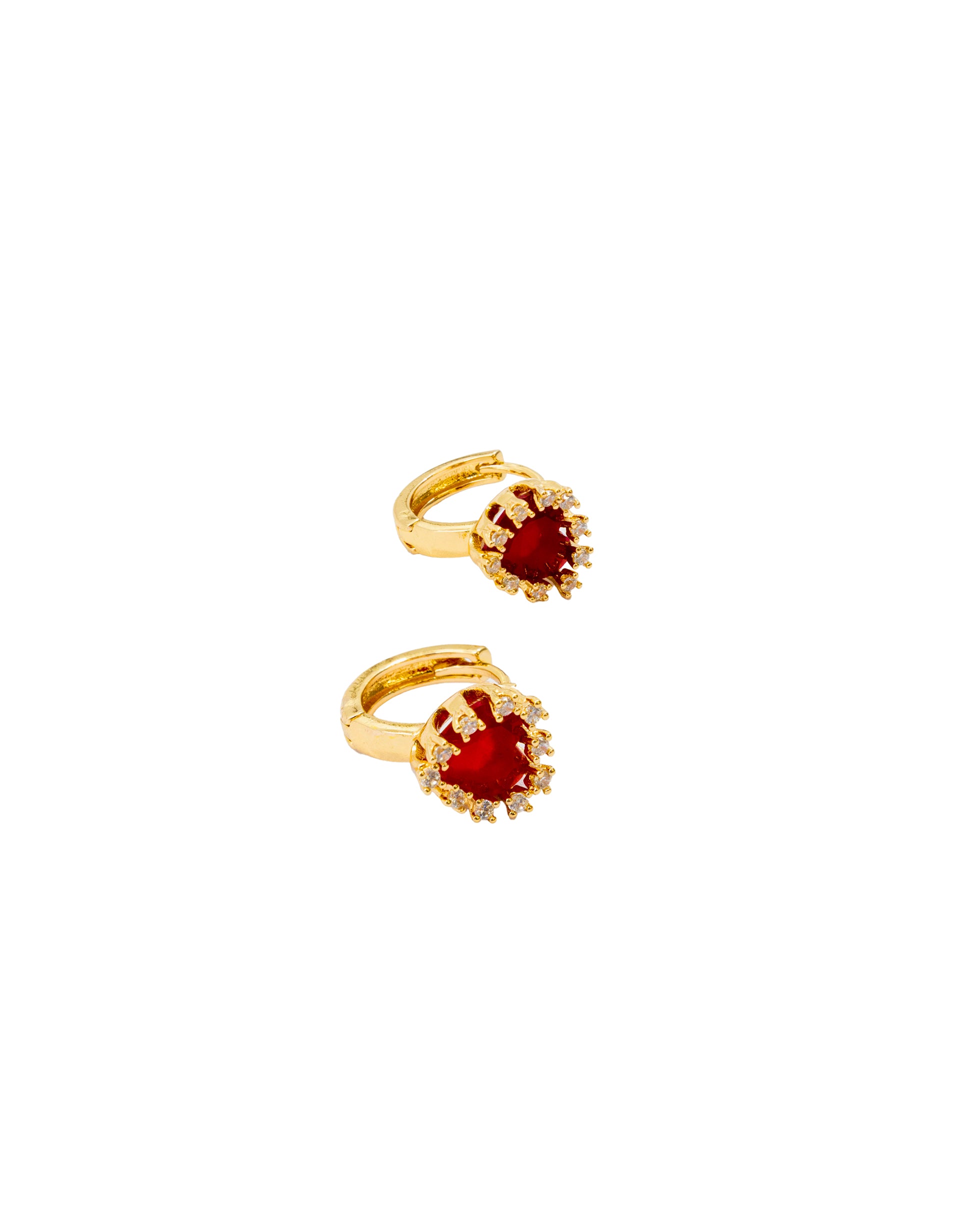 Aretes Huggies con Piedra M1 Oro Laminado