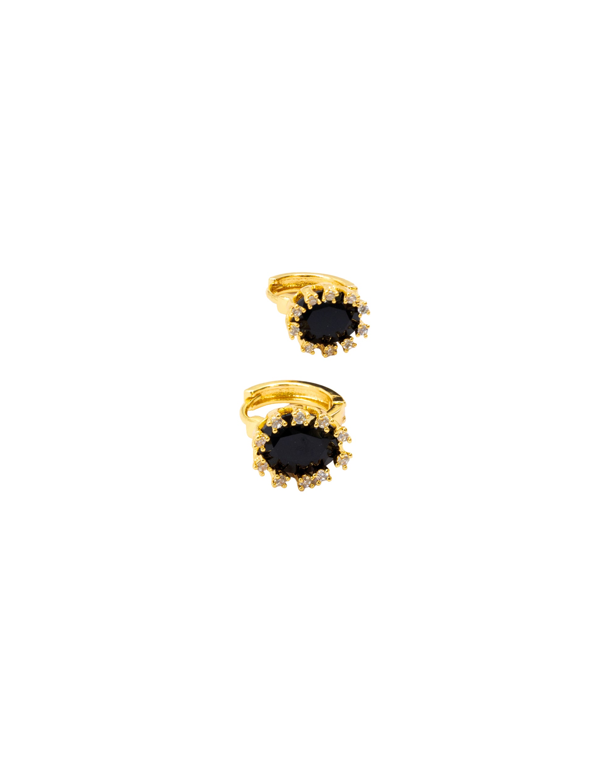 Aretes Huggies con Piedra M1 Oro Laminado