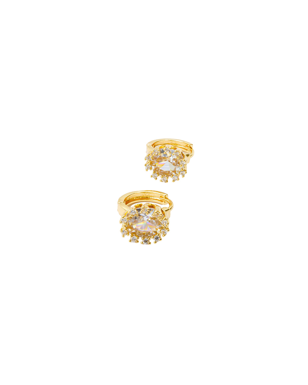 Aretes Huggies con Piedra M1 Oro Laminado