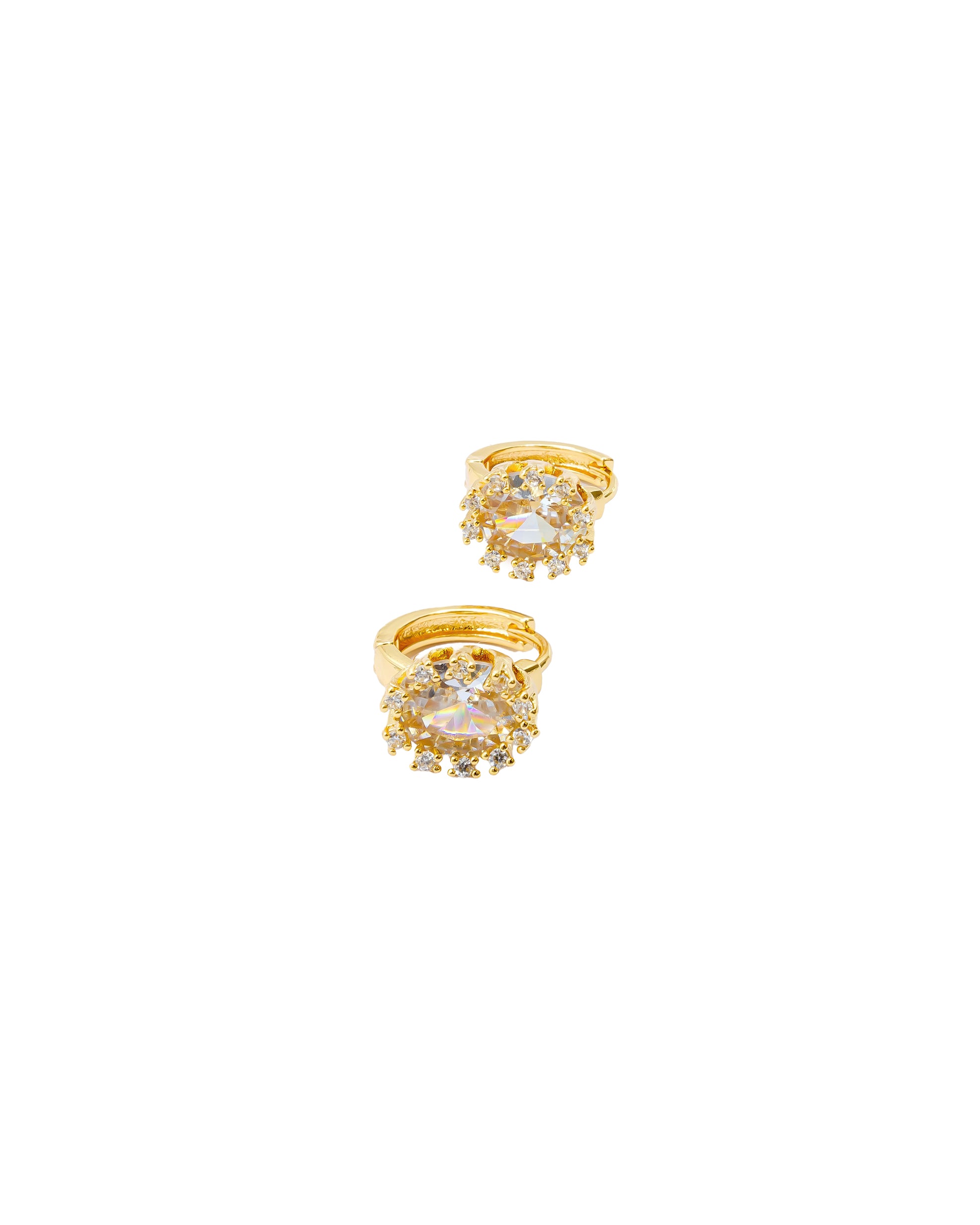 Aretes Huggies con Piedra M1 Oro Laminado