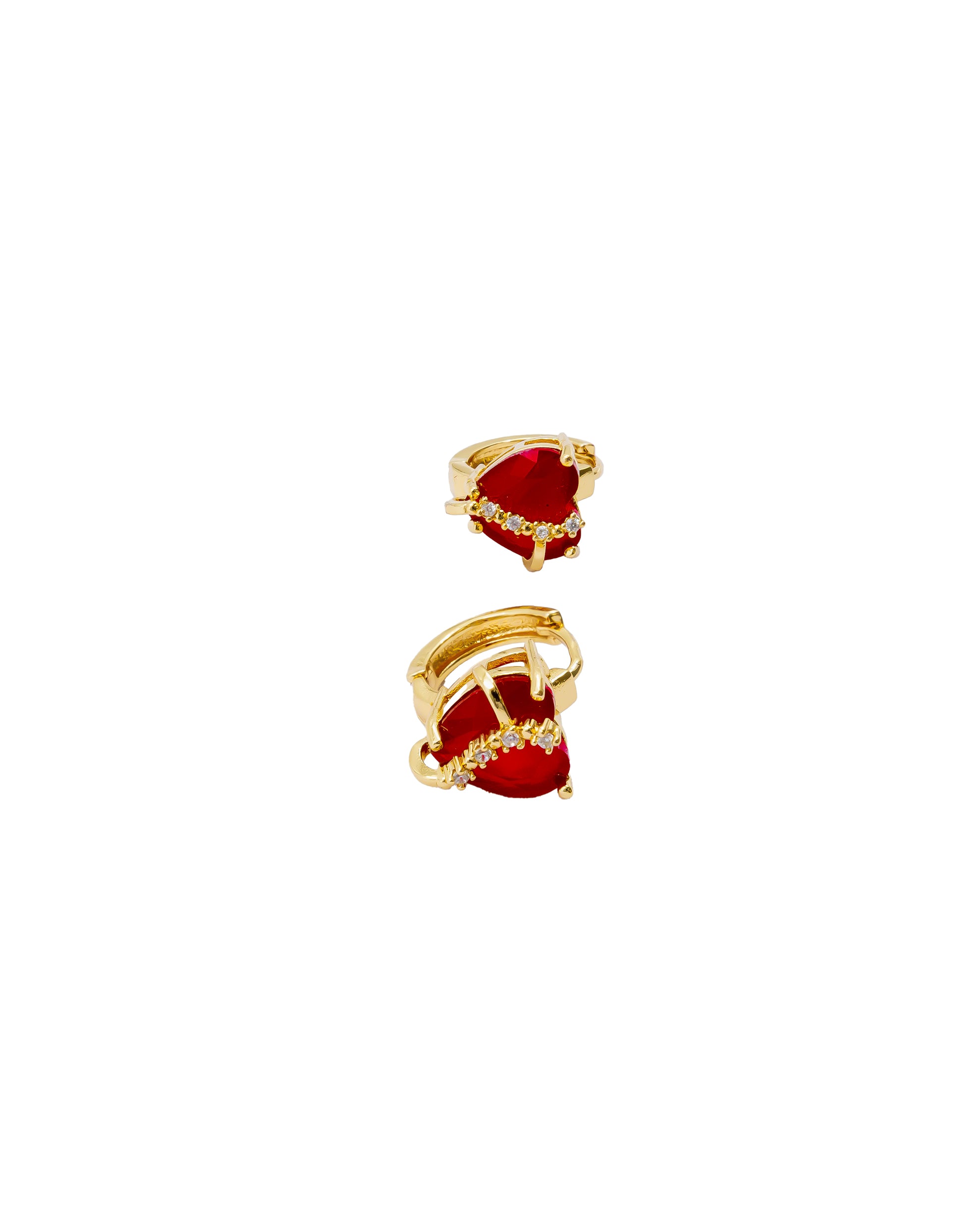 Aretes Huggies con Piedra M1 Oro Laminado