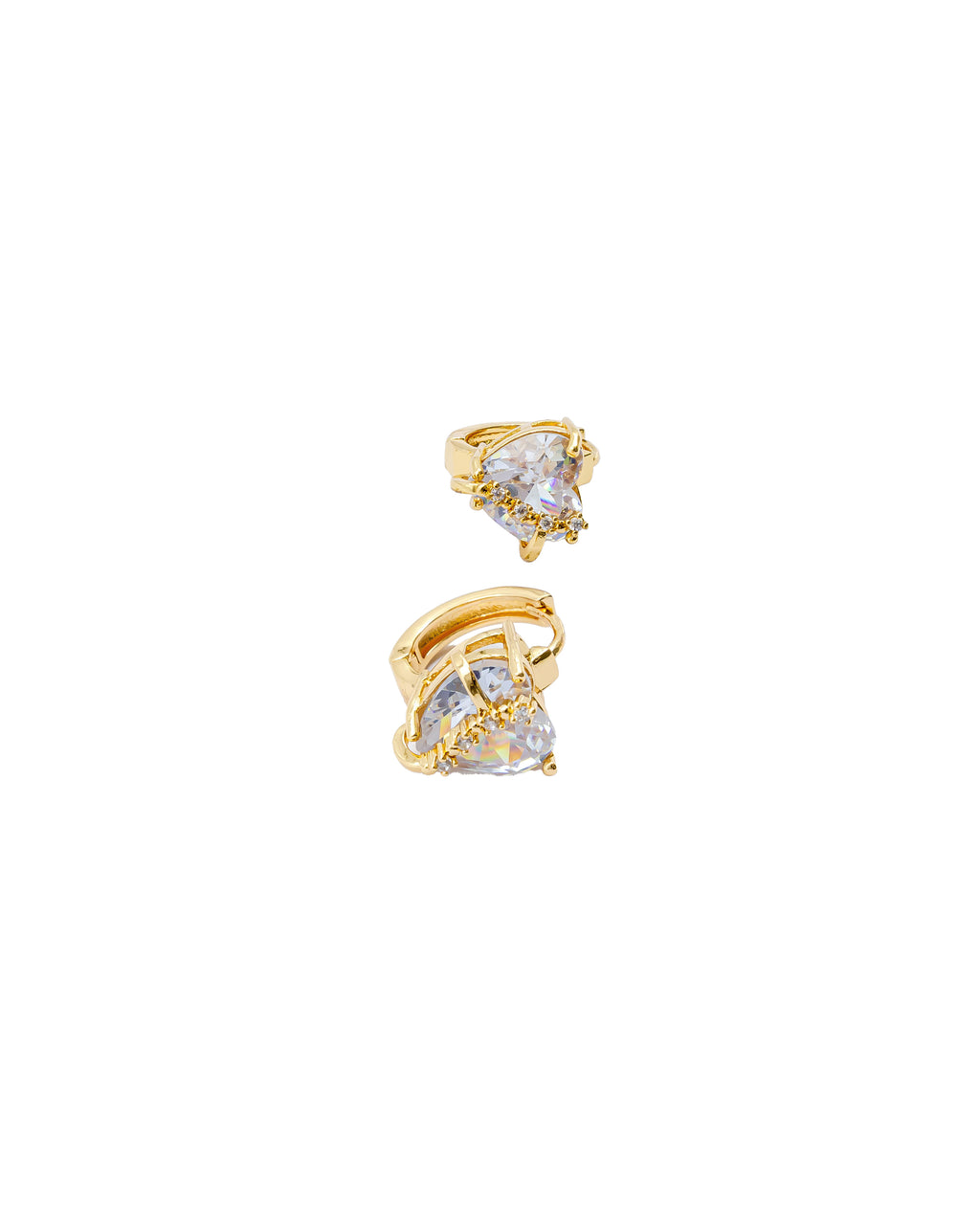 Aretes Huggies con Piedra M1 Oro Laminado