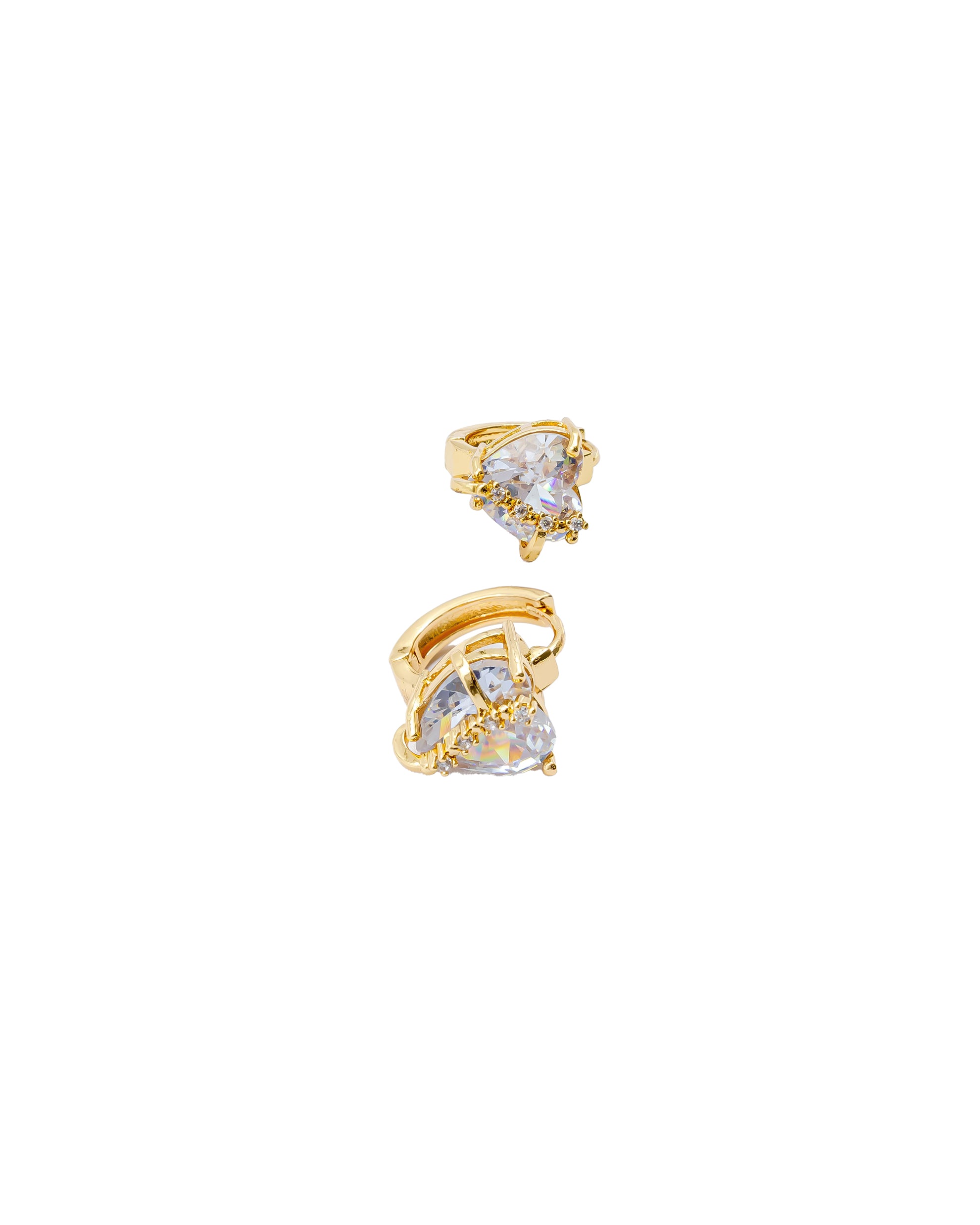 Aretes Huggies con Piedra M1 Oro Laminado