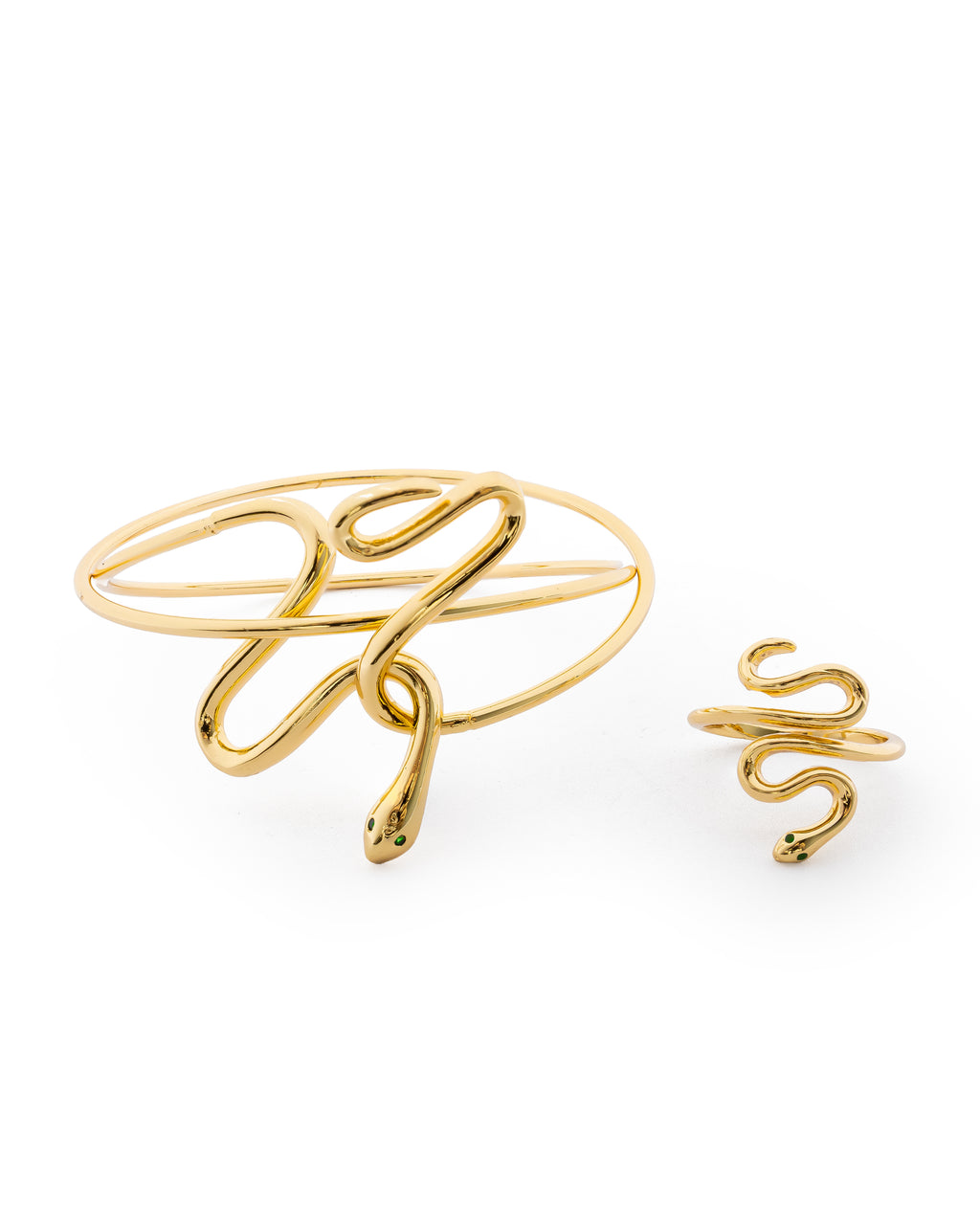 Conjunto Dorado De Brazalete y Anillo M6 Oro Laminado