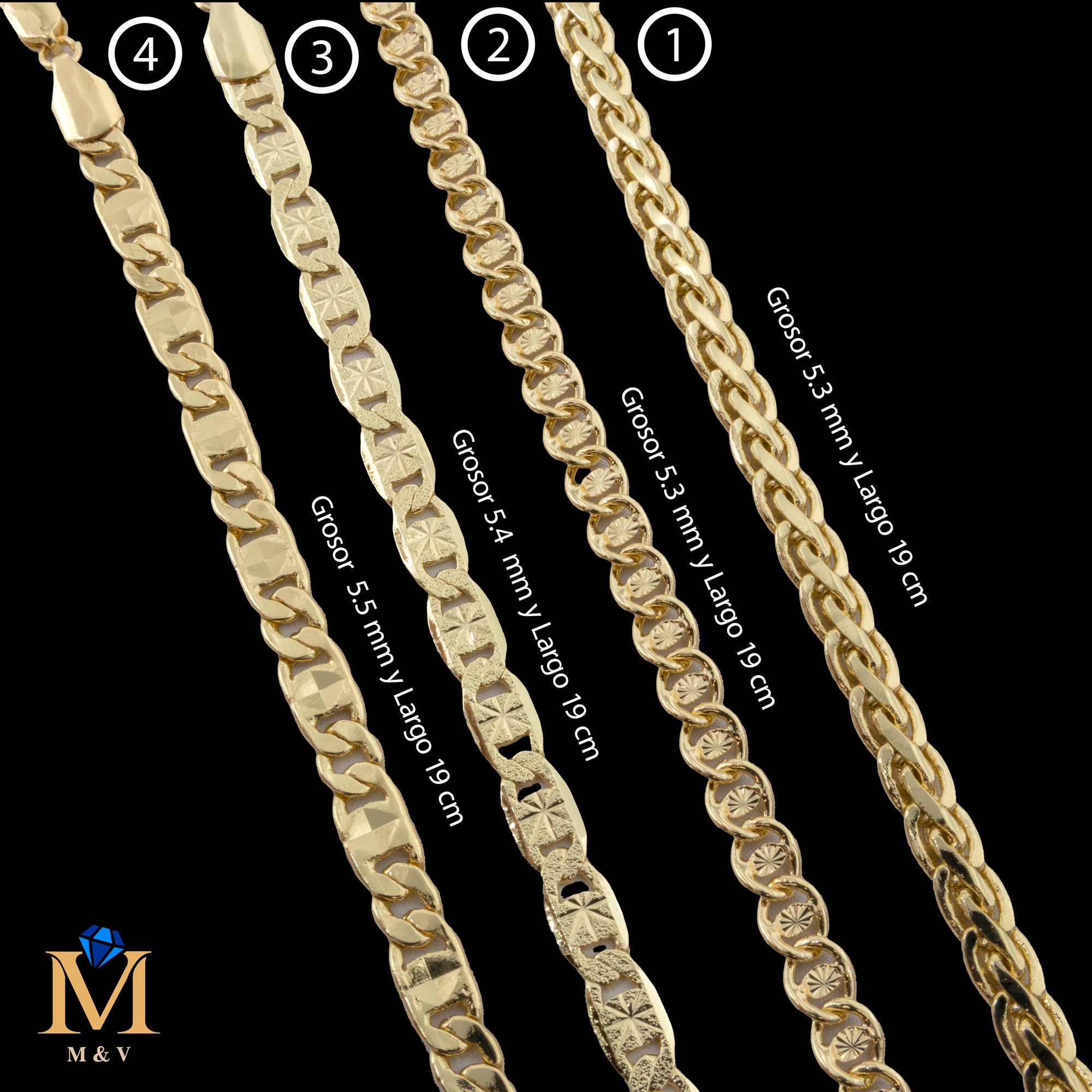 Pulseras Doradas de 19 cm Caja 01 02/06/26 M54 Oro Laminado