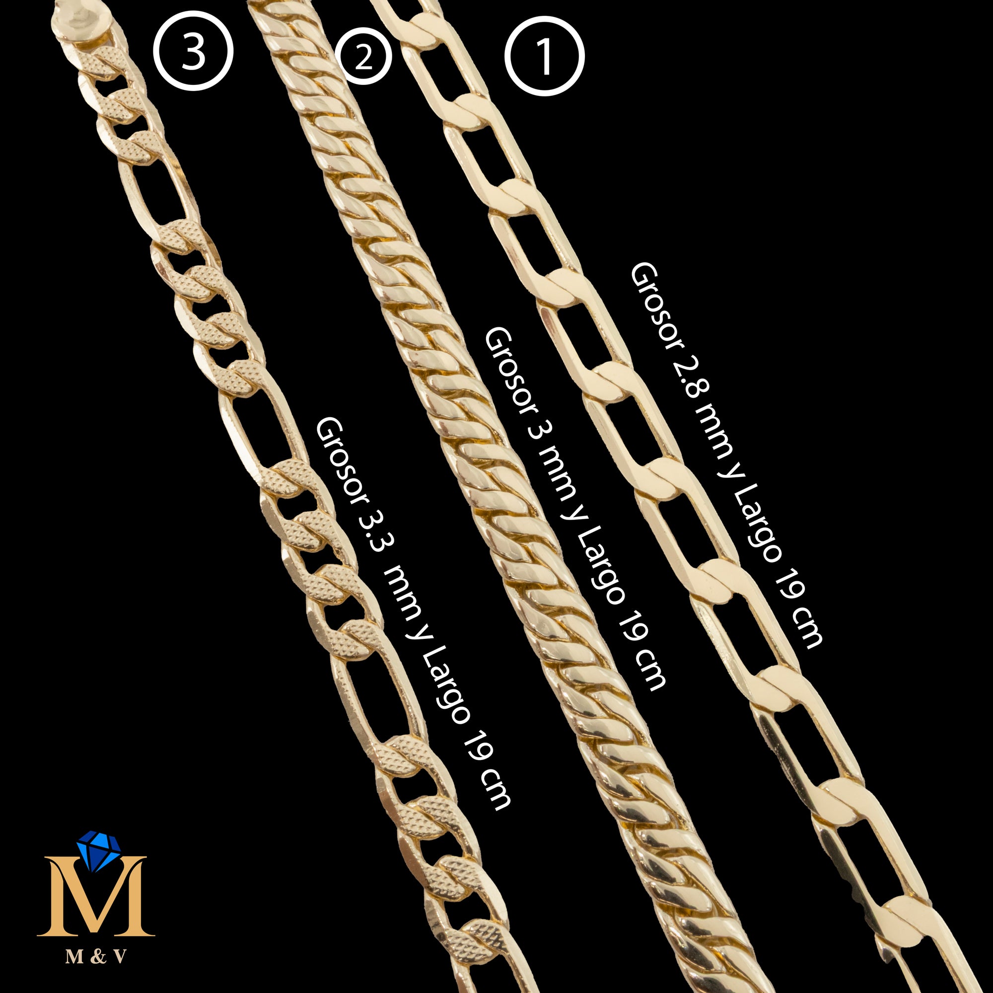 Pulseras Doradas de 19 cm Caja 01 02/06/26 M56 Oro Laminado