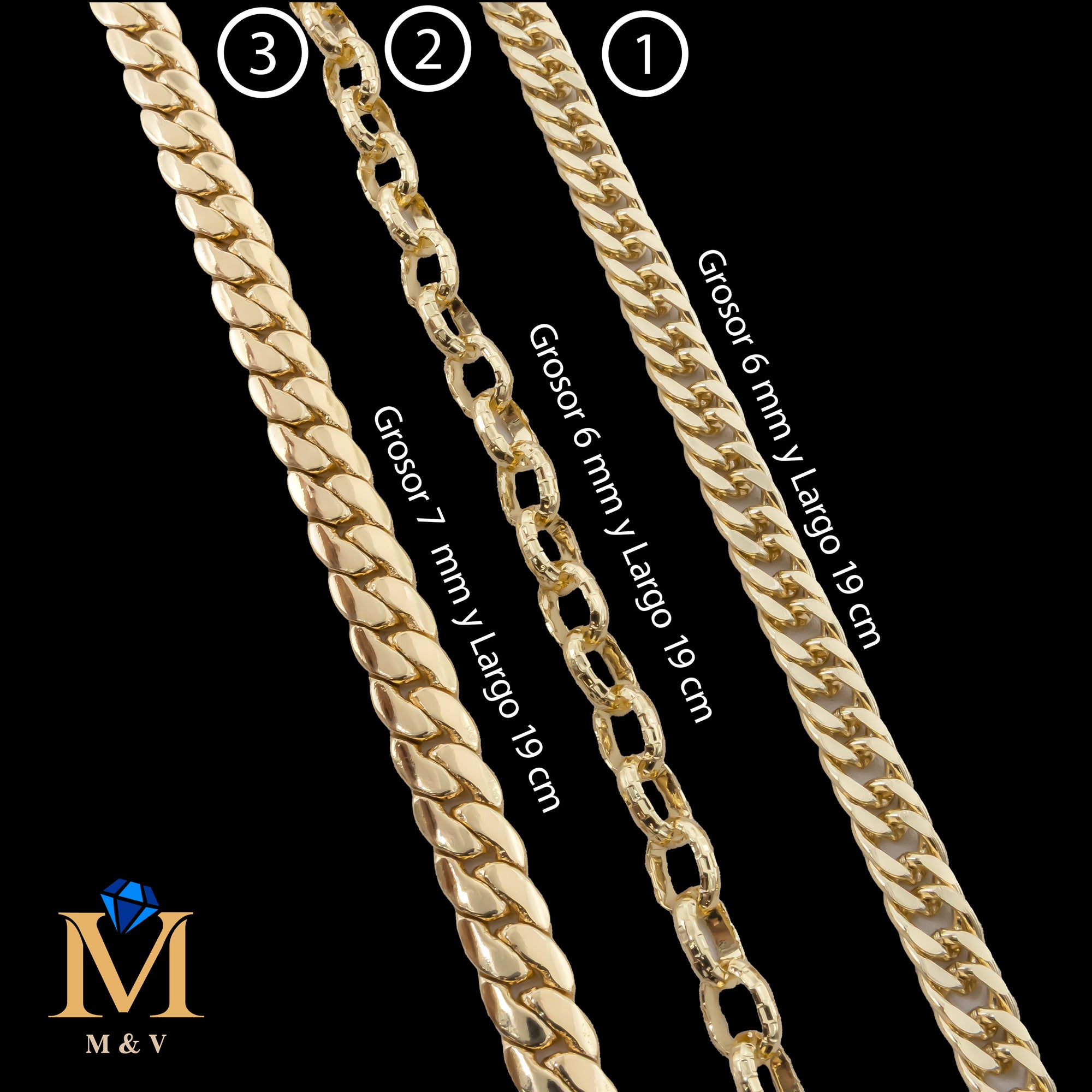 Pulseras Doradas de 19 cm Caja 01 02/06/26 M58 Oro Laminado