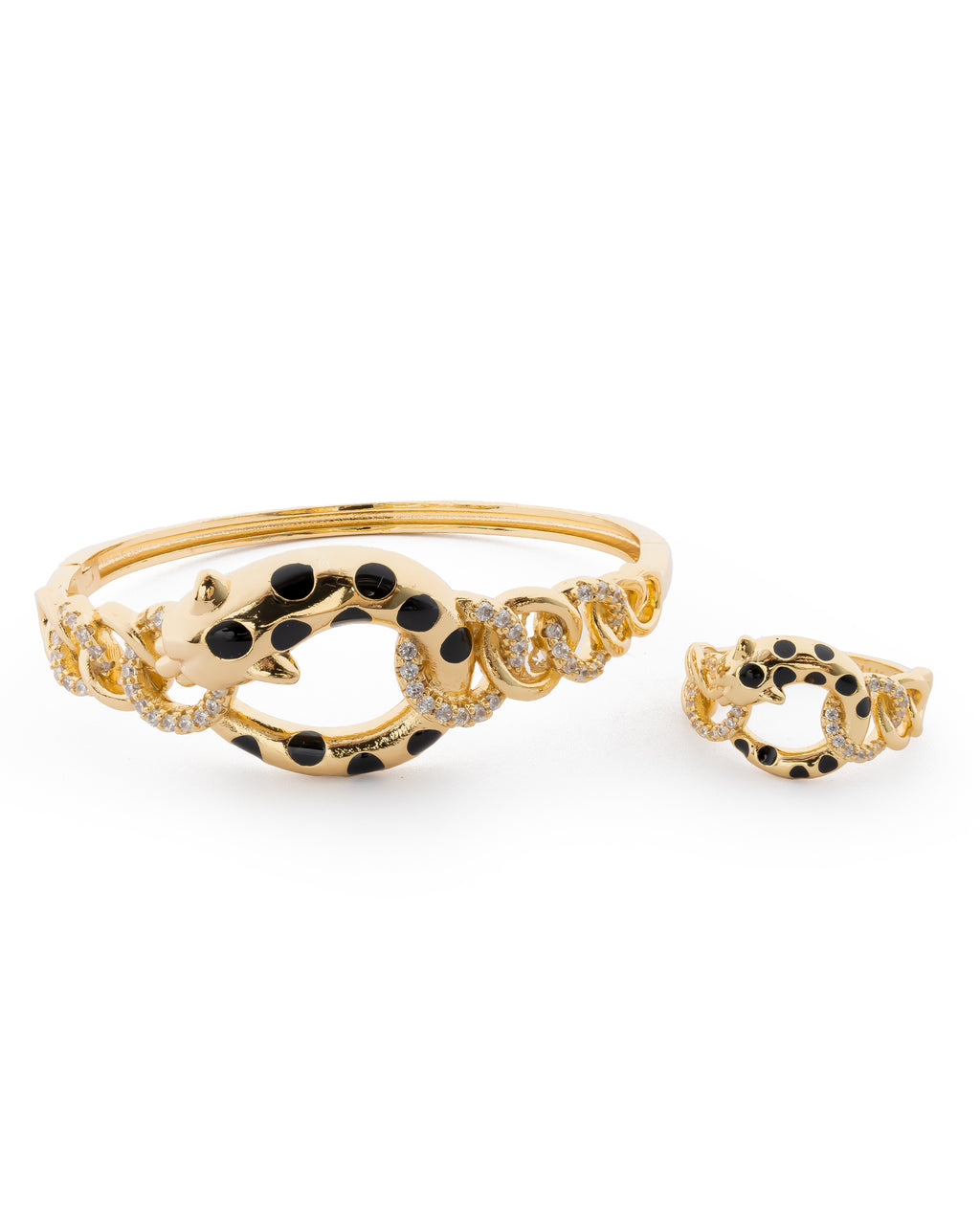 Conjunto Dorado De Brazalete y Anillo M12 Oro Laminado