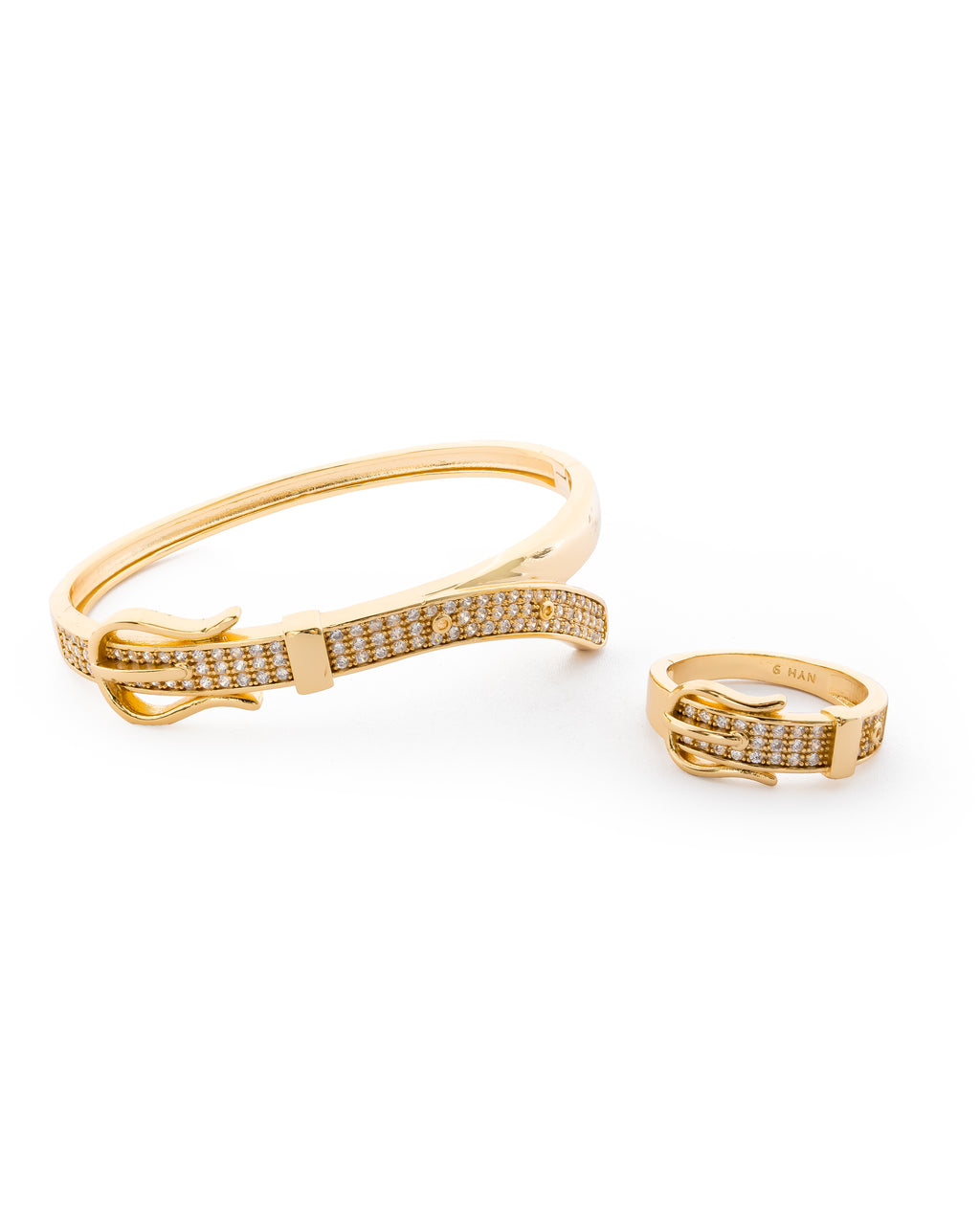 Conjunto Dorado De Brazalete y Anillo M20 Oro Laminado