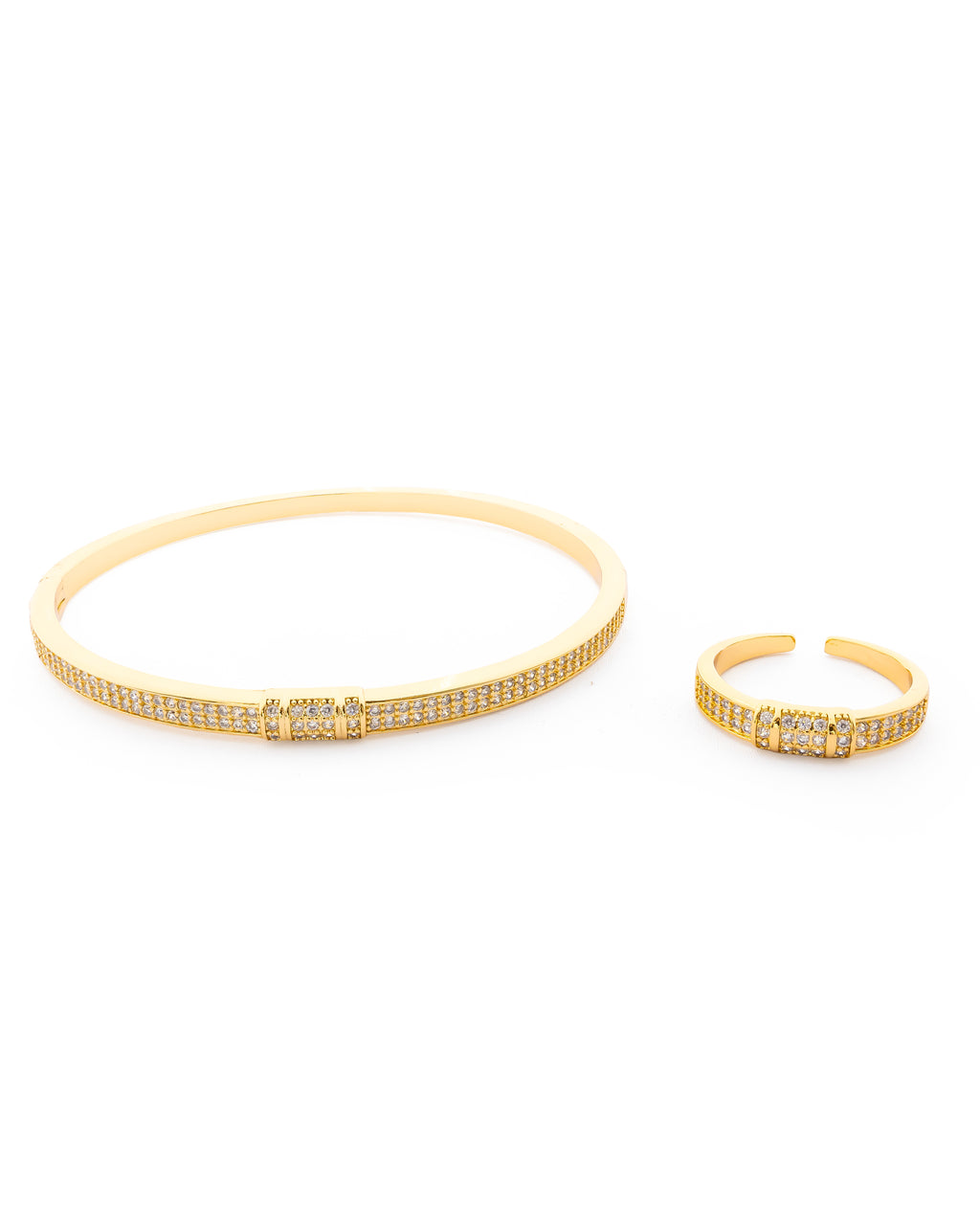 Conjunto Dorado De Brazalete y Anillo M23 Oro Laminado