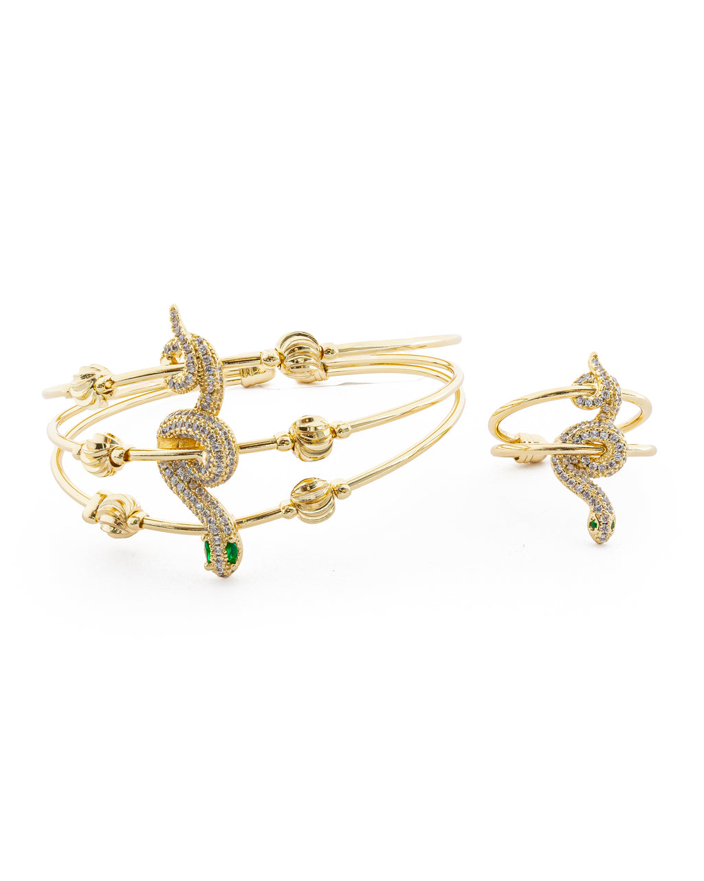 Conjunto Doradoo De Brazalete y Anillo M26 Oro Laminado