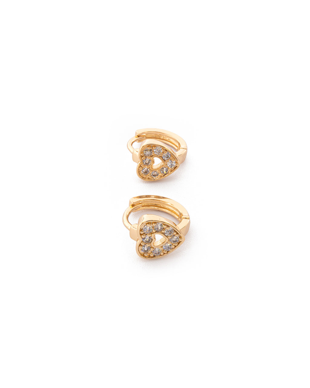 Aretes Huggies Dorados con Piedras M1 Oro Laminado