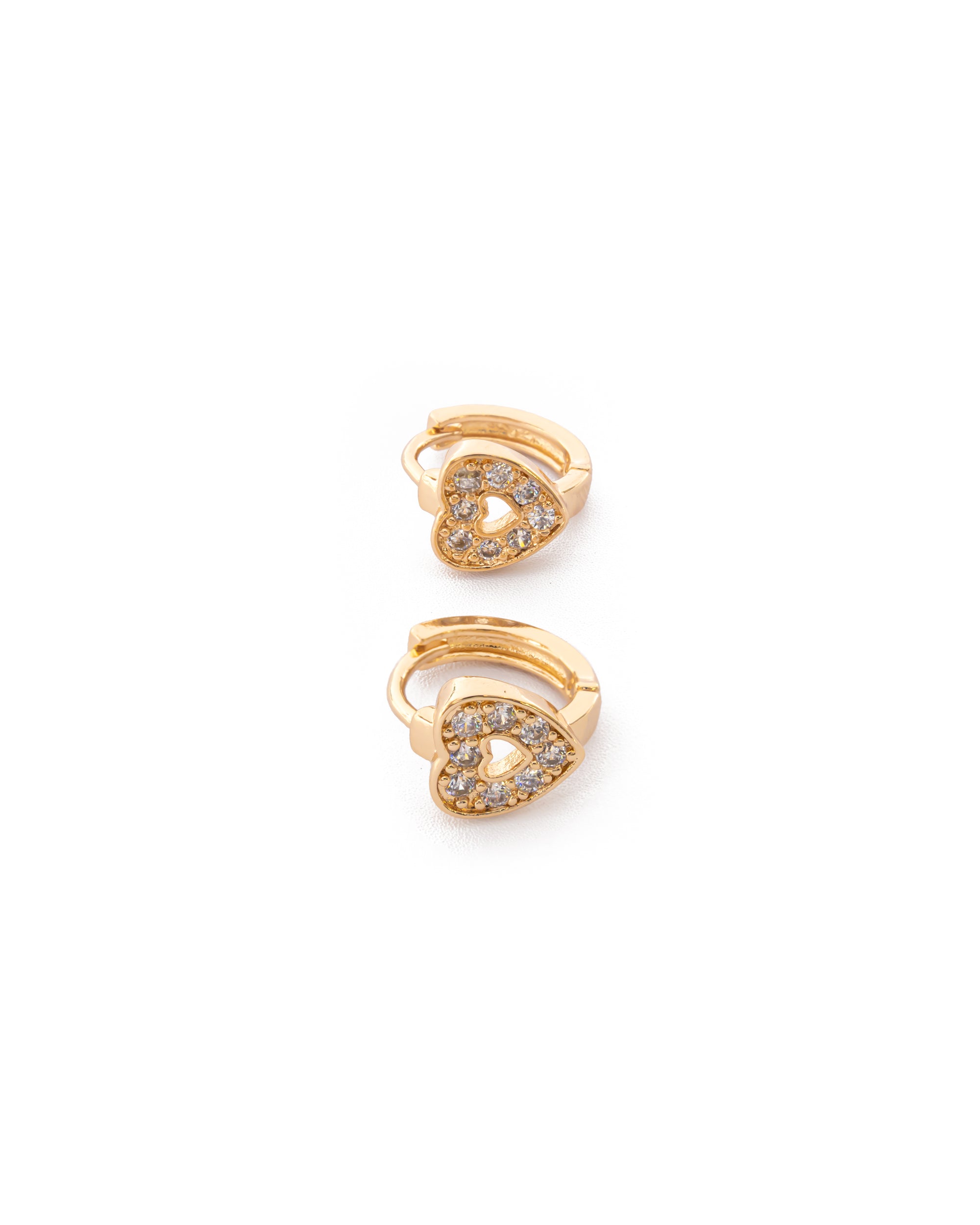 Aretes Huggies Dorados con Piedras M1 Oro Laminado