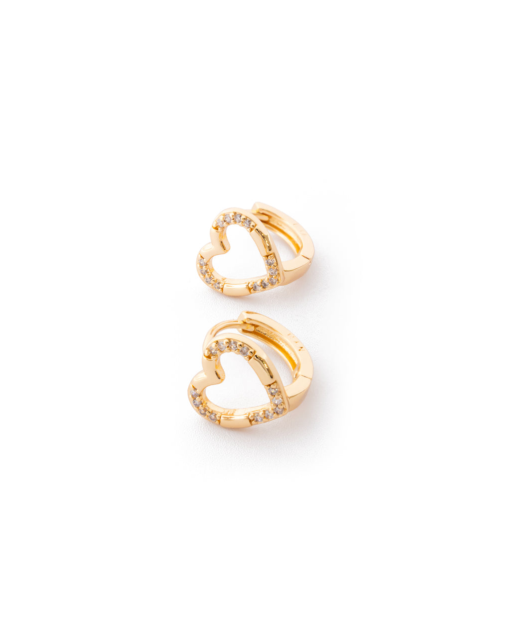 Aretes Huggies Dorados con Piedras M1 Oro Laminado