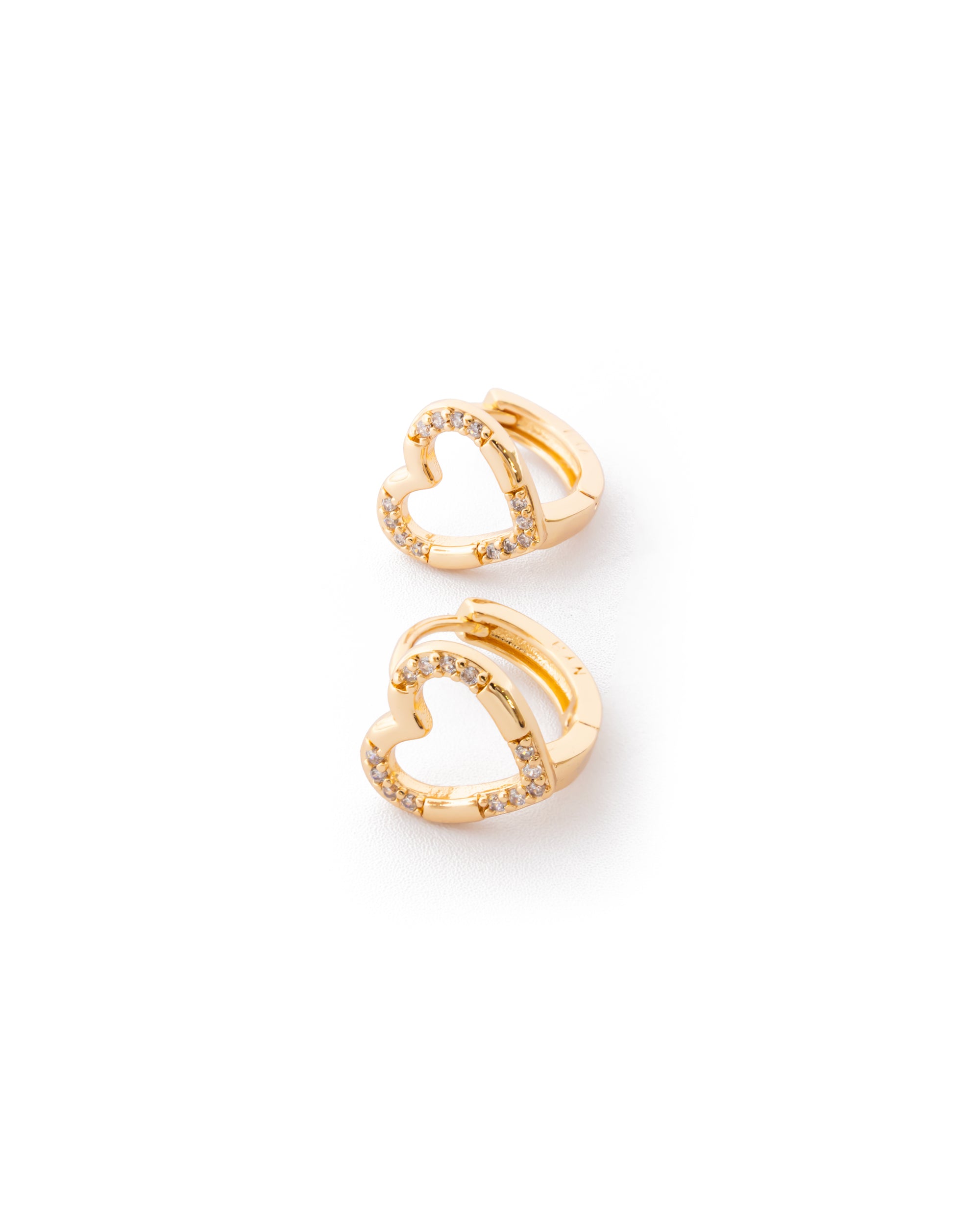 Aretes Huggies Dorados con Piedras M1 Oro Laminado